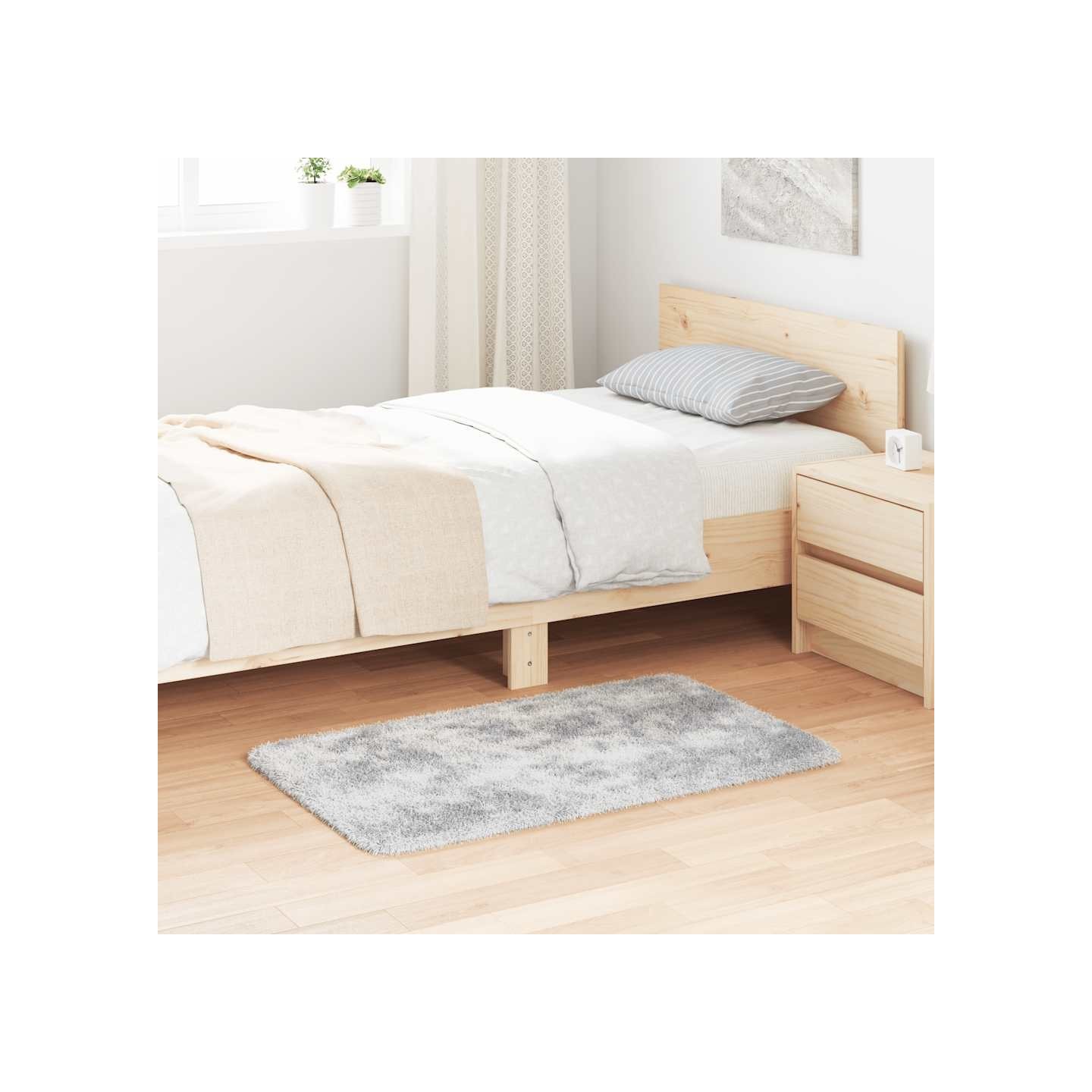 Tapis Shaggy à poils longs NAVARRA gris argenté 60x100 cm