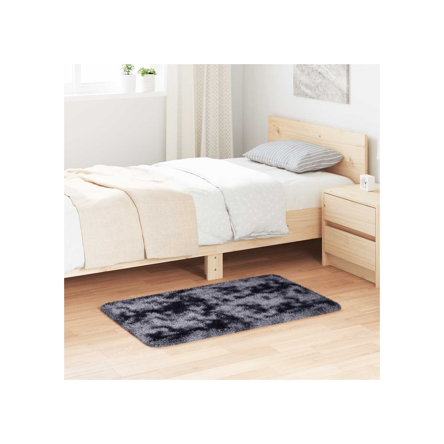Tapis Shaggy à poils longs NAVARRA gris foncé 60x100 cm