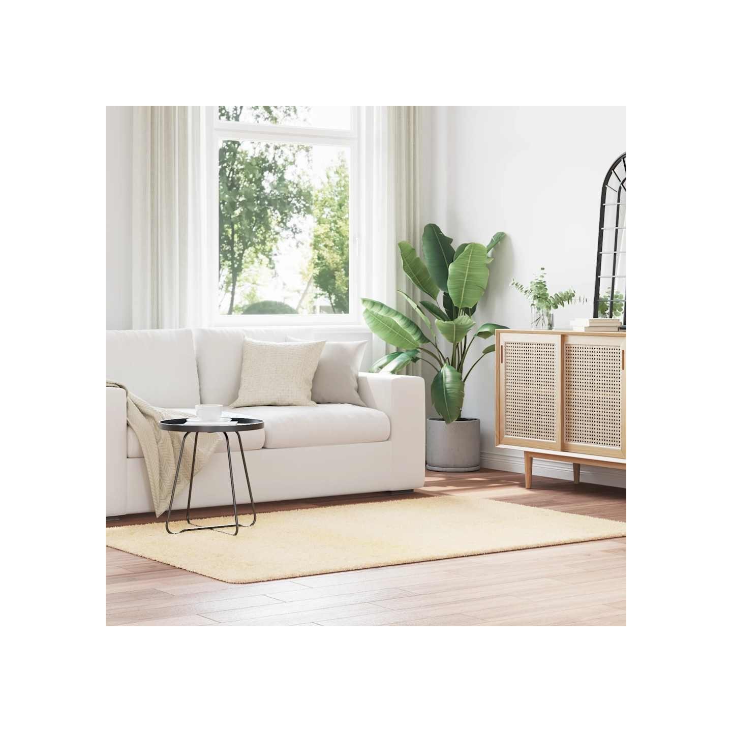 Tapis Shaggy à poils longs NAVARRA crème 130x200 cm polyester