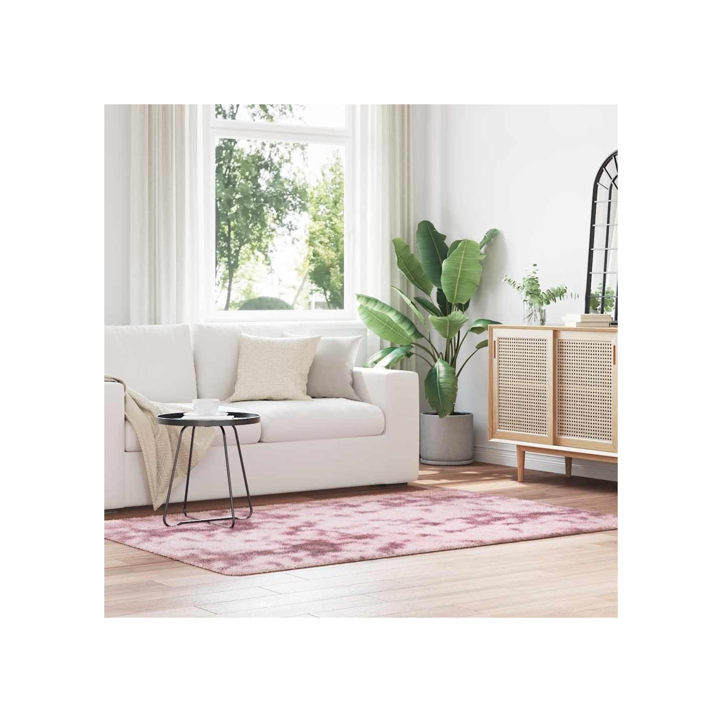 Tapis Shaggy à poils longs NAVARRA rose poudré 130x200 cm