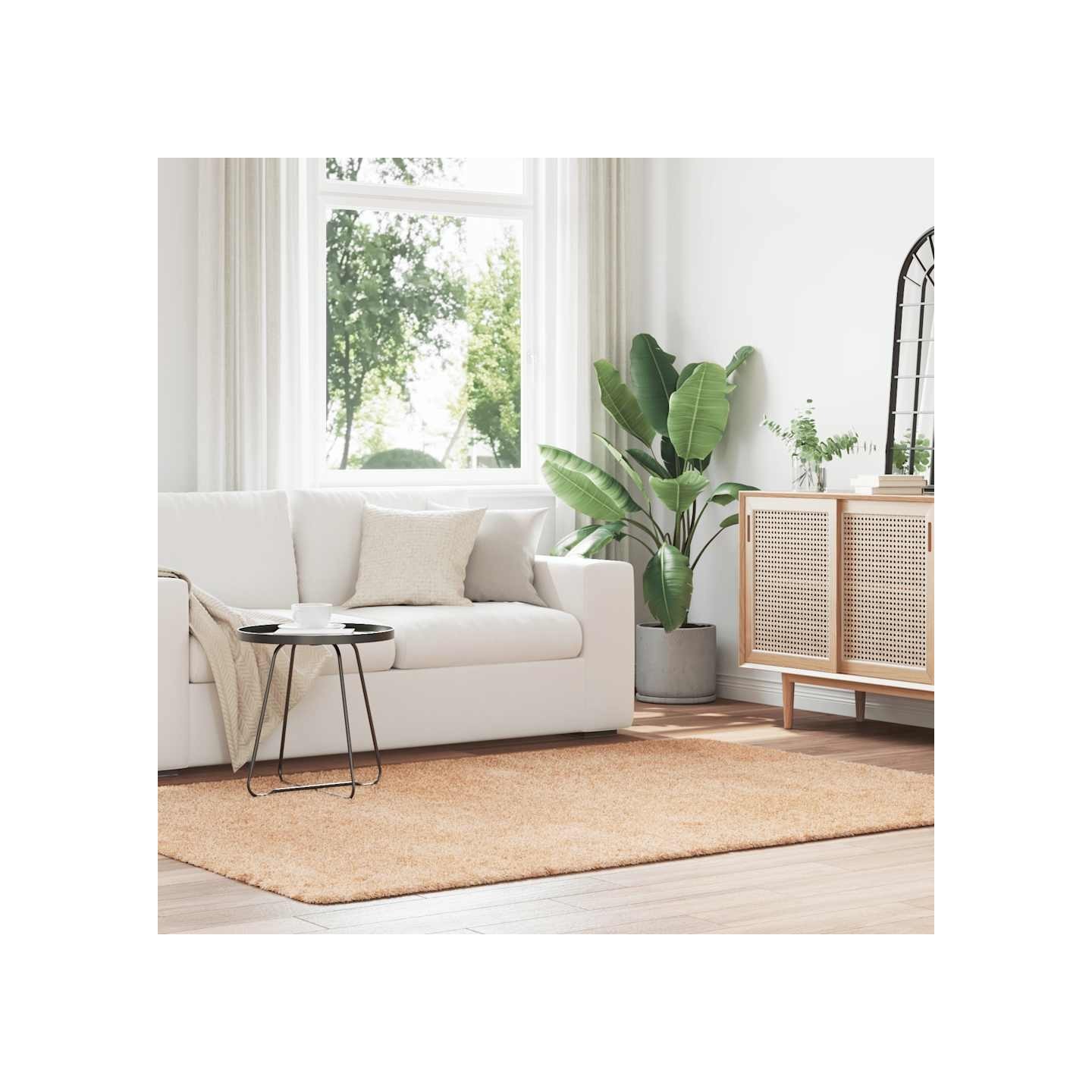 Tapis Shaggy à poils longs NAVARRA beige 160x230 cm polyester