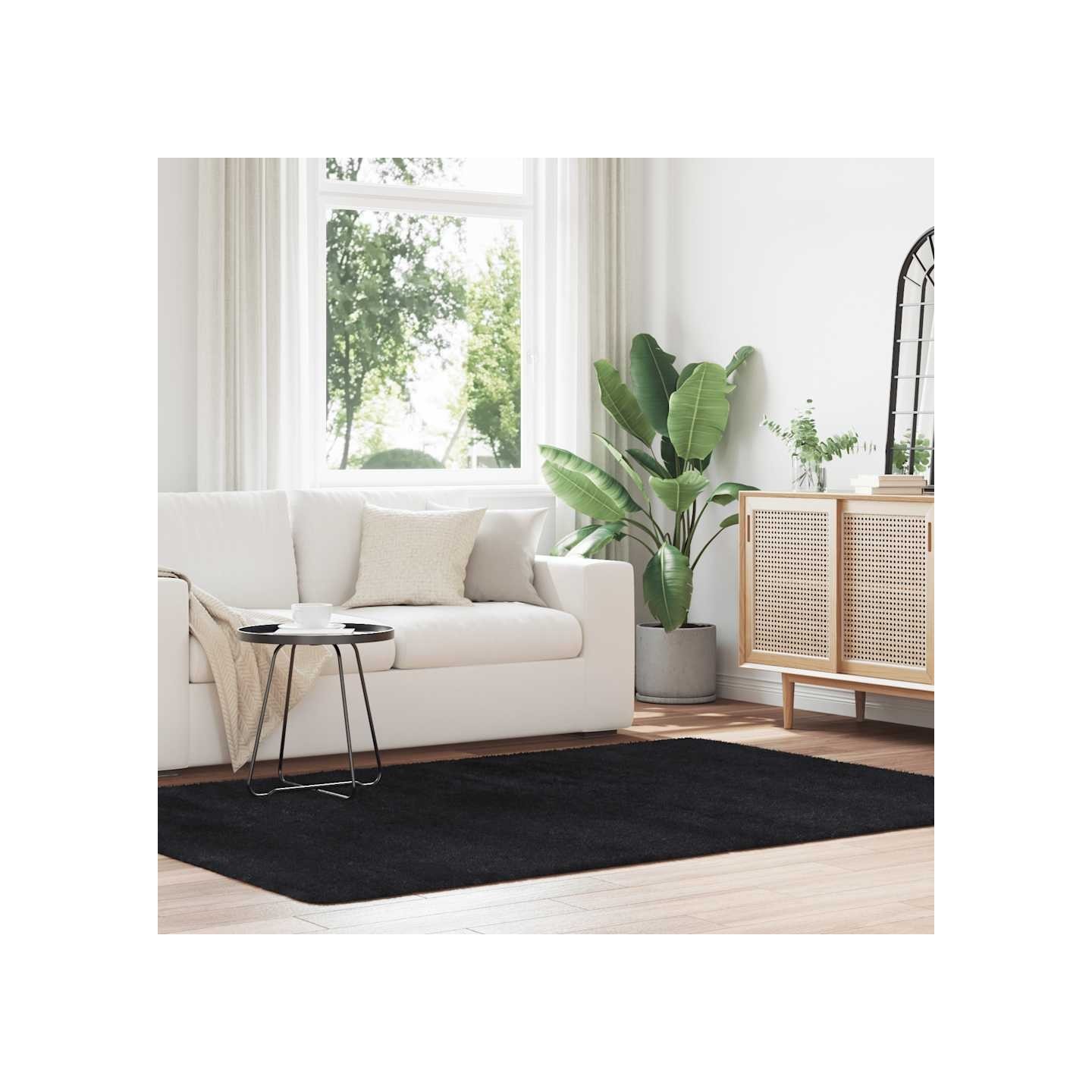Tapis shaggy à poils longs NAVARRA noir 160x230 cm polyester