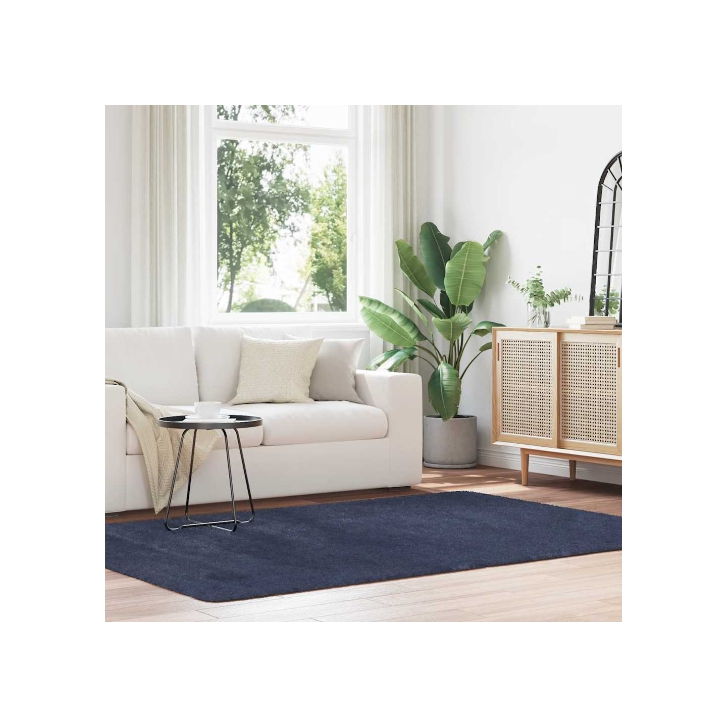 Tapis shaggy à poils longs NAVARRA bleu marine 160x230 cm