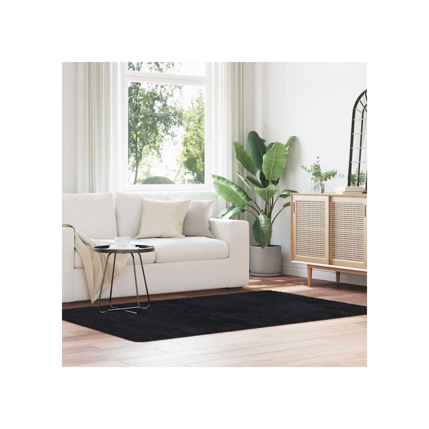 Tapis Shaggy à poils longs NAVARRA noir 130x200 cm polyester