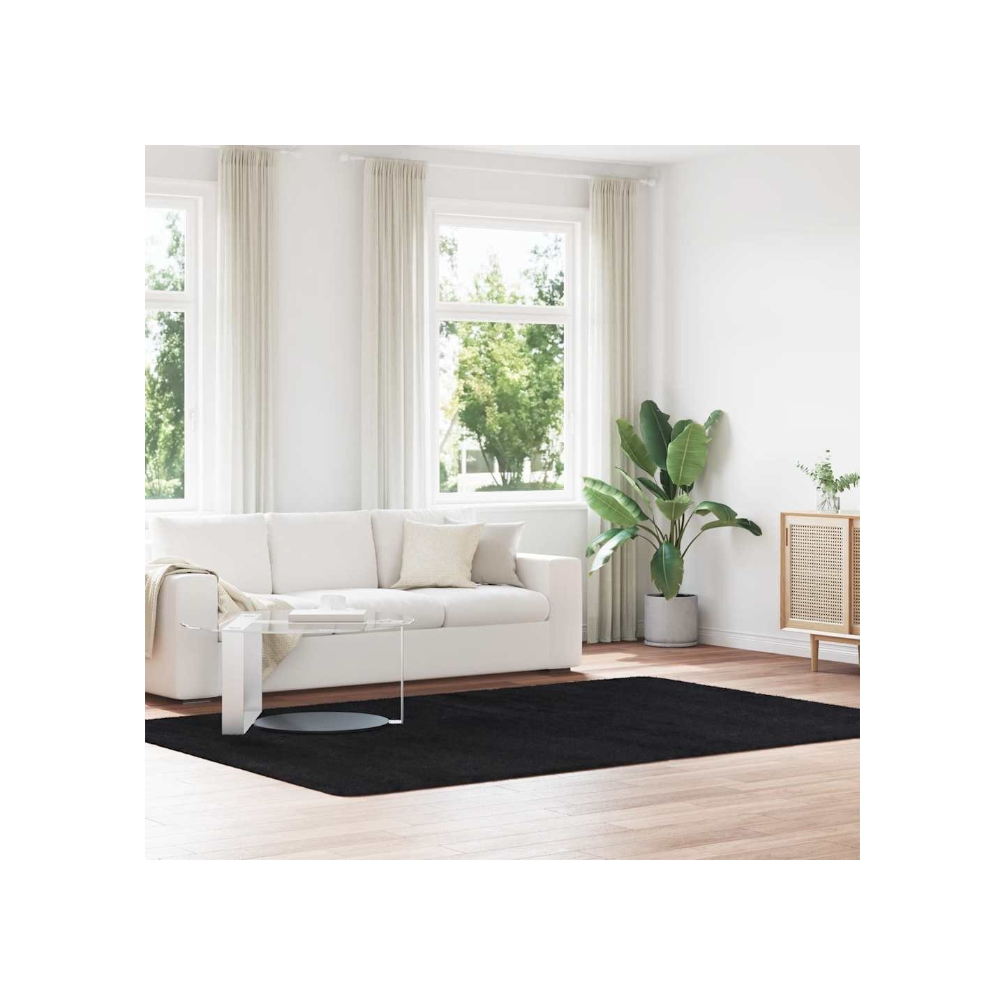 Tapis shaggy à poils longs NAVARRA Noir 200x290 cm polyester