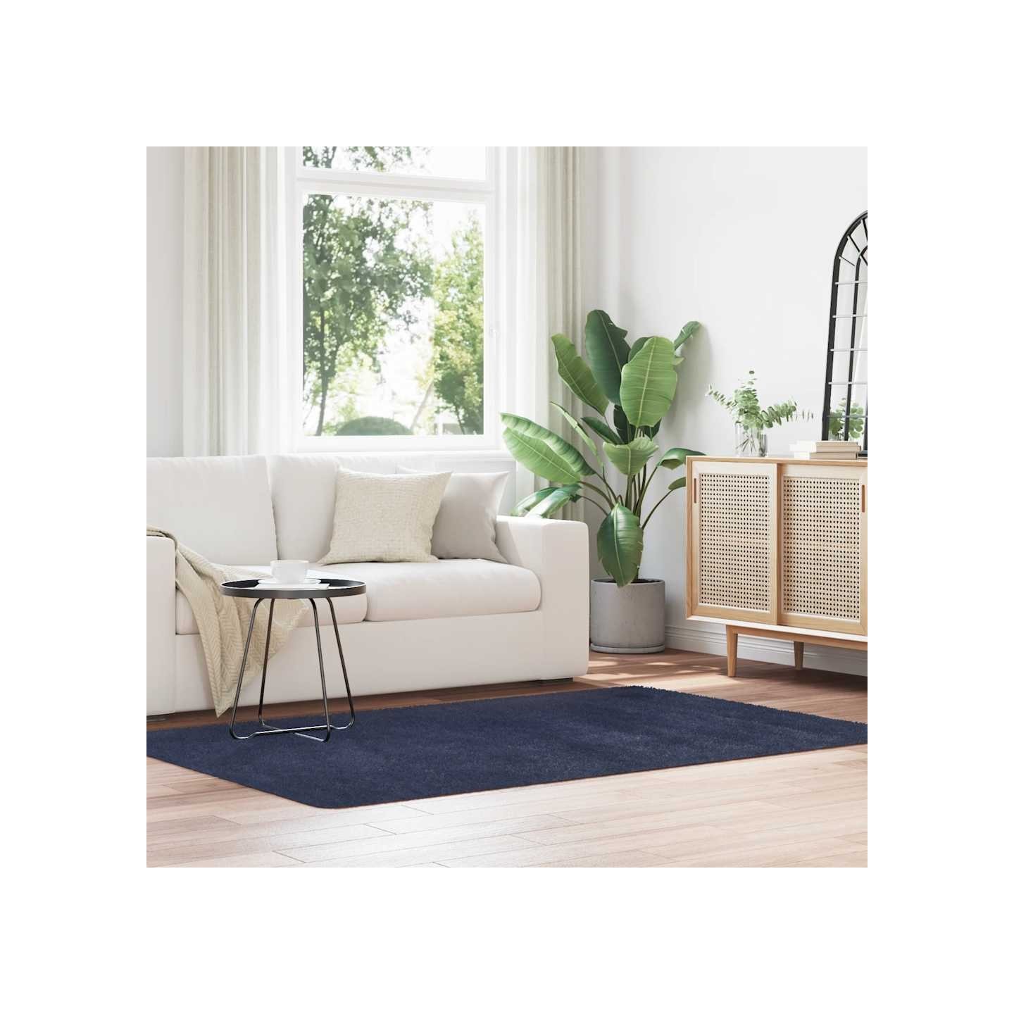 Tapis Shaggy à poils longs NAVARRA bleu marine 130x200 cm