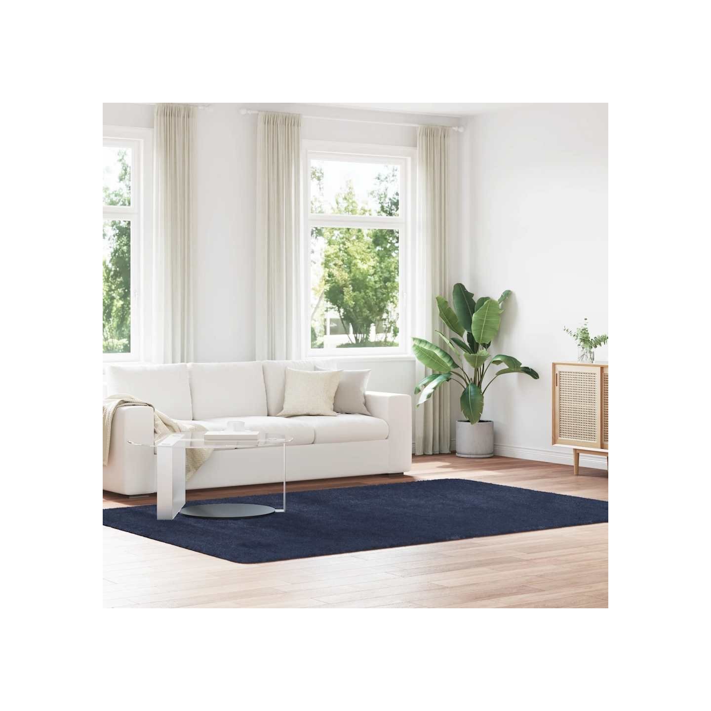 Tapis shaggy à poils longs NAVARRA bleu marine 200x290 cm