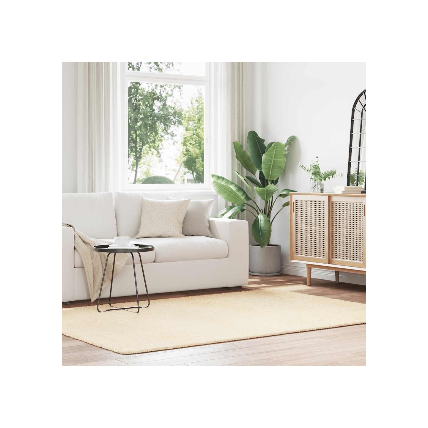 Tapis Shaggy à poils longs NAVARRA crème 160x230 cm polyester