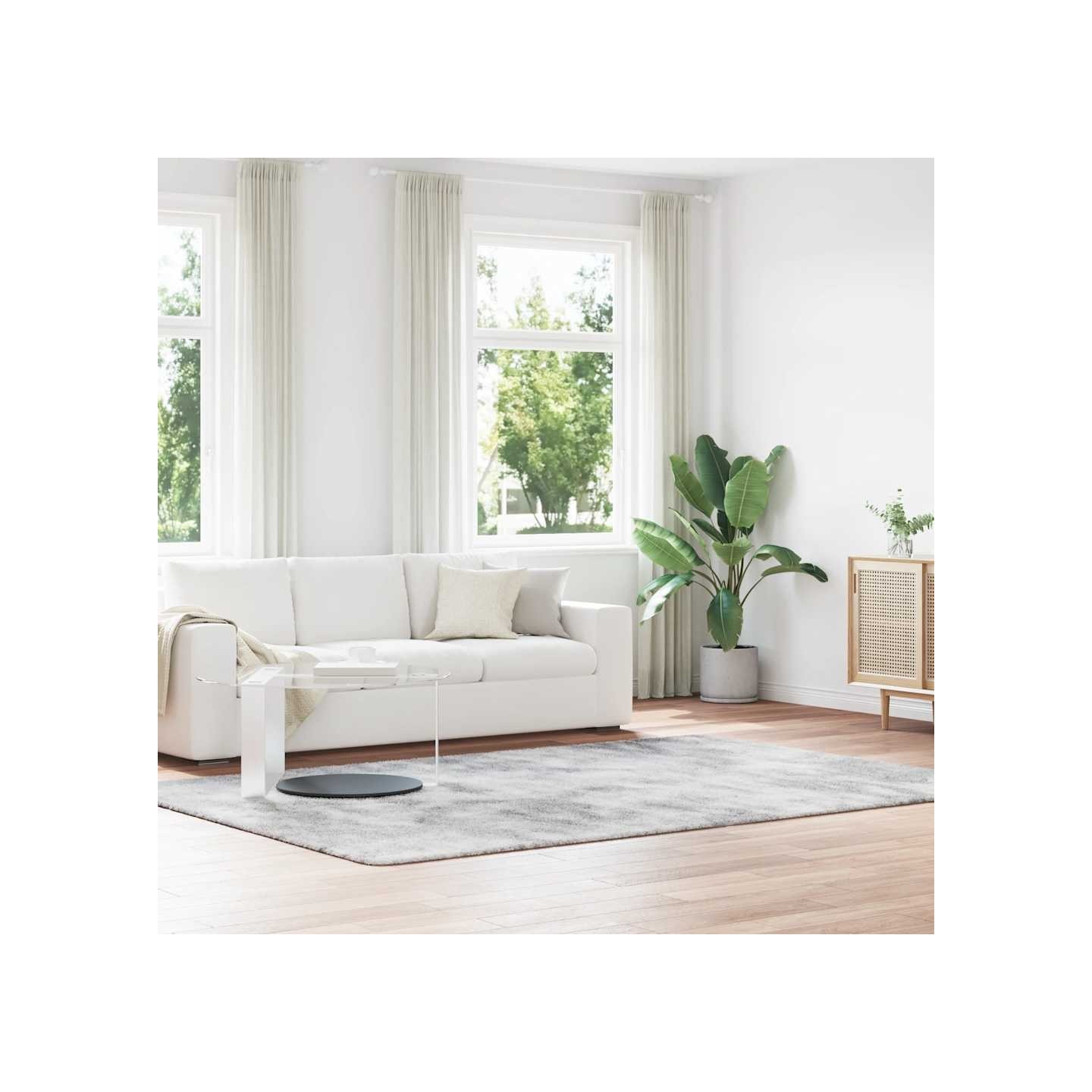 Tapis shaggy à poils longs NAVARRA gris argenté 200x290 cm