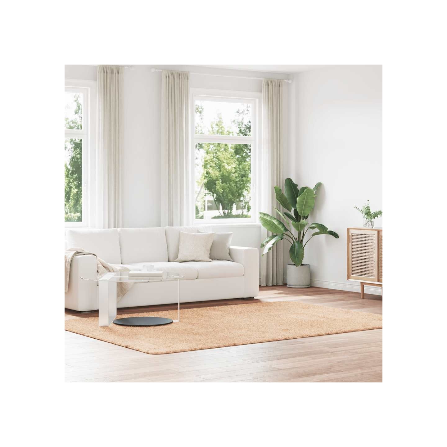 Tapis Shaggy à poils longs NAVARRA beige 200x290 cm polyester