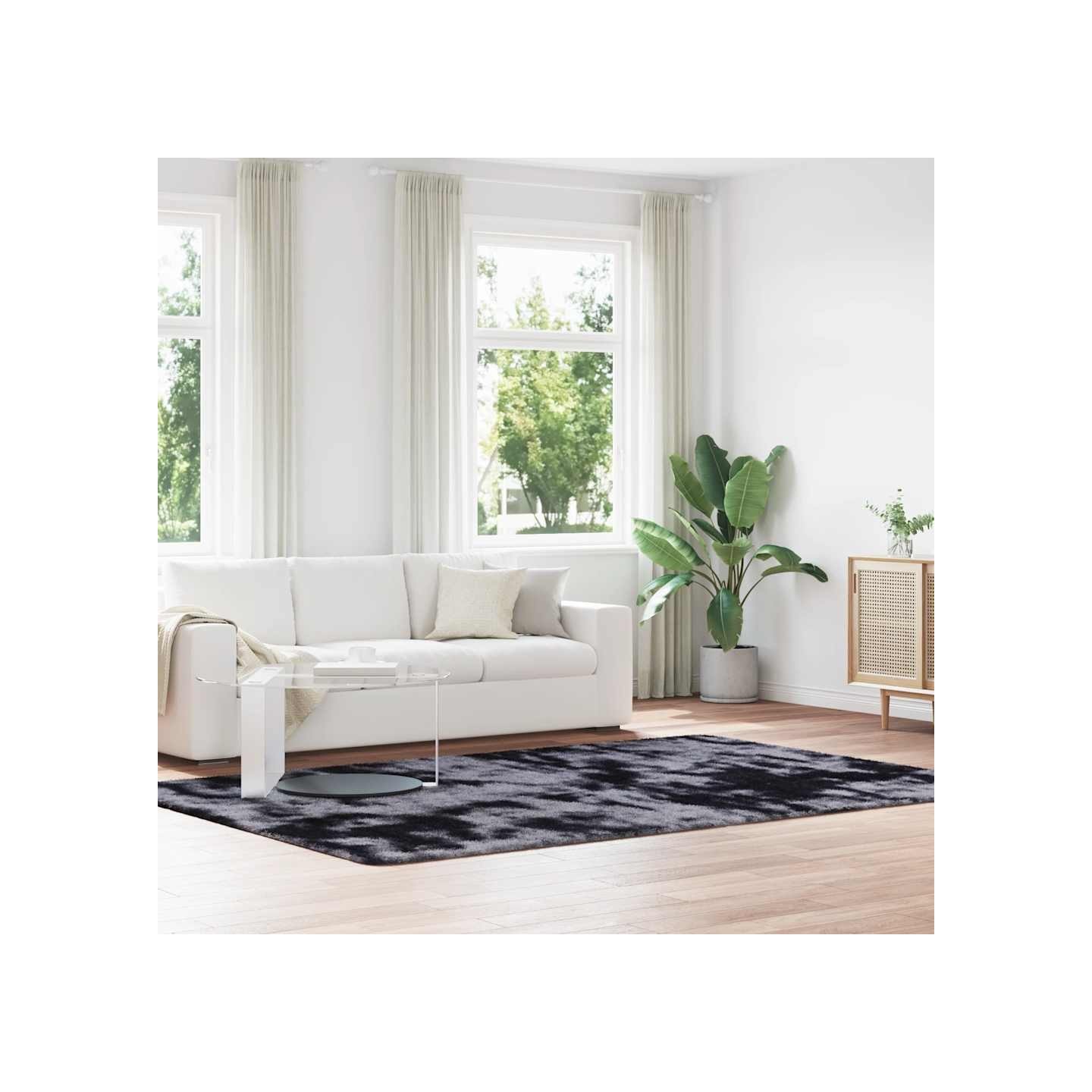 Tapis Shaggy à poils longs NAVARRA gris foncé 200x290 cm