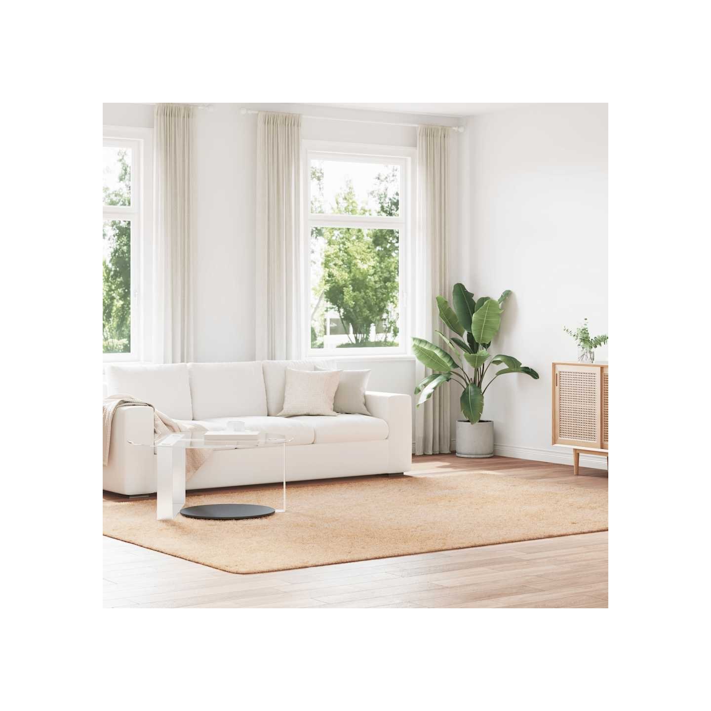Tapis shaggy à poils longs NAVARRA beige 240x340 cm polyester