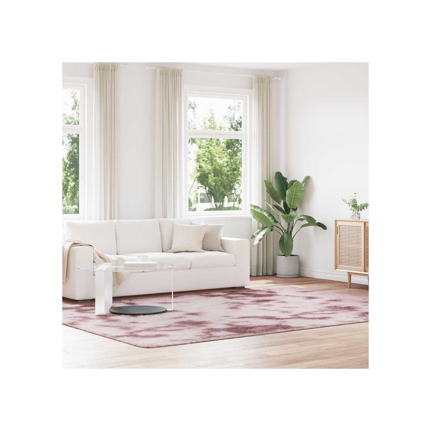 Tapis Shaggy à poils longs NAVARRA rose poudré 240x340 cm