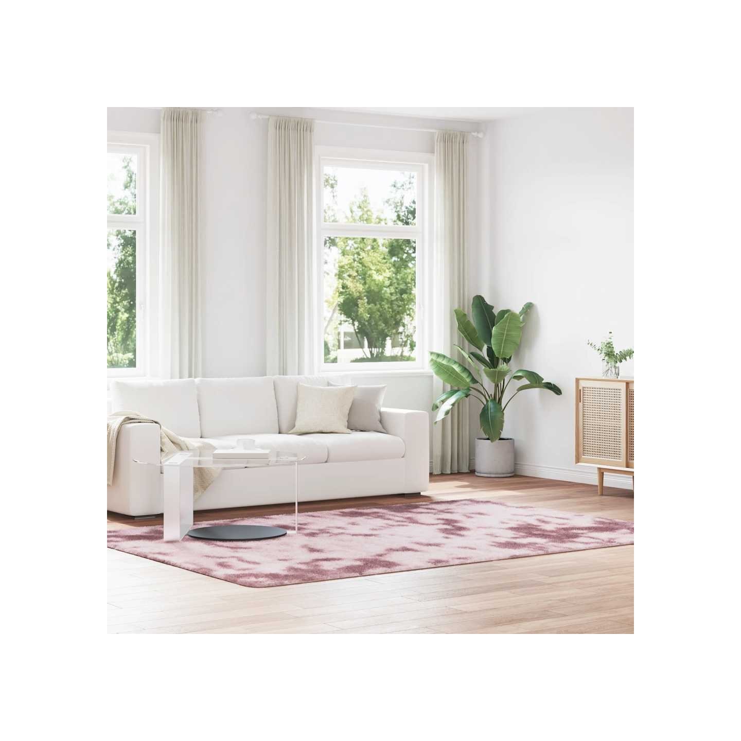 Tapis Shaggy à poils longs NAVARRA rose poudré 200x290 cm
