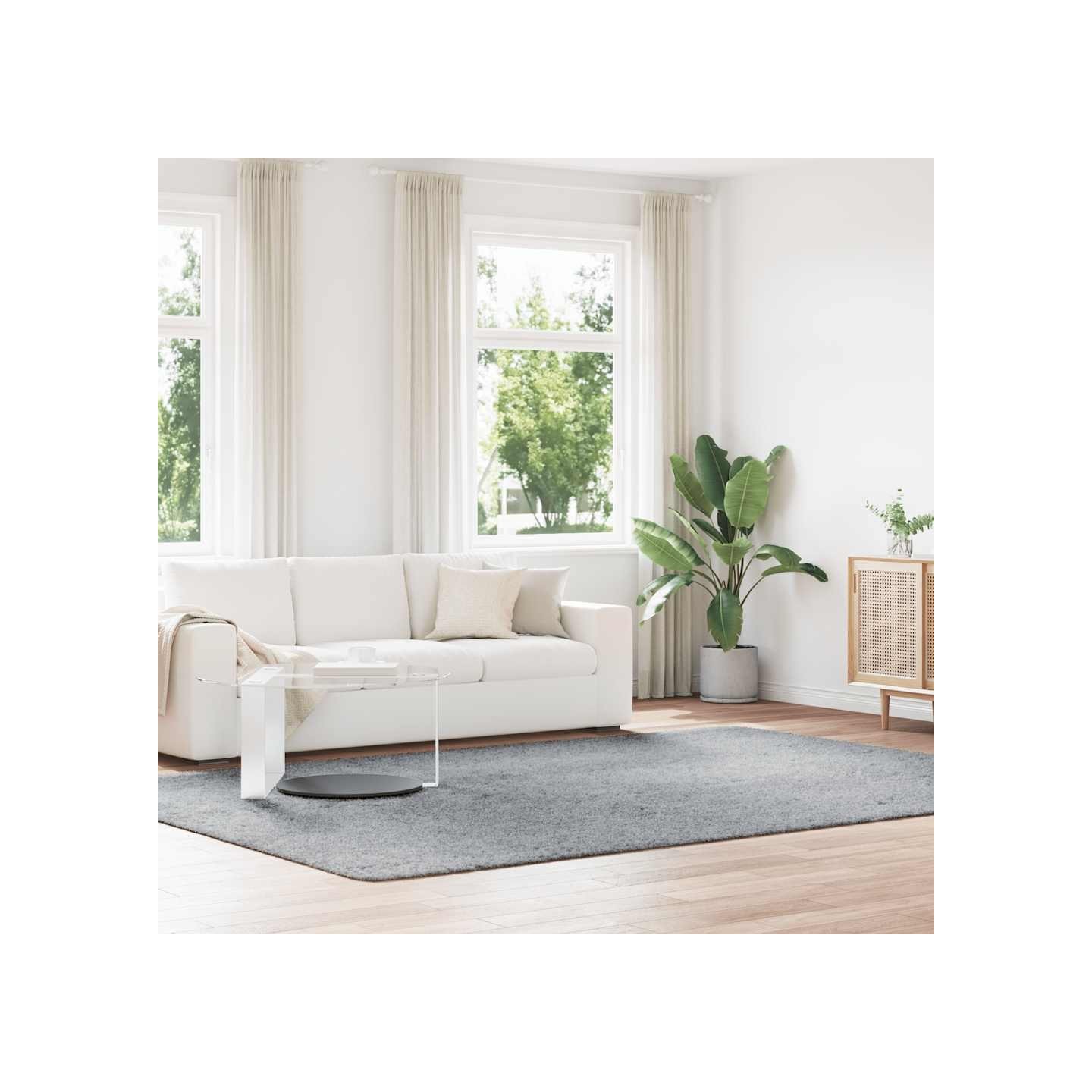 Tapis shaggy à poils longs NAVARRA gris clair 240x340 cm