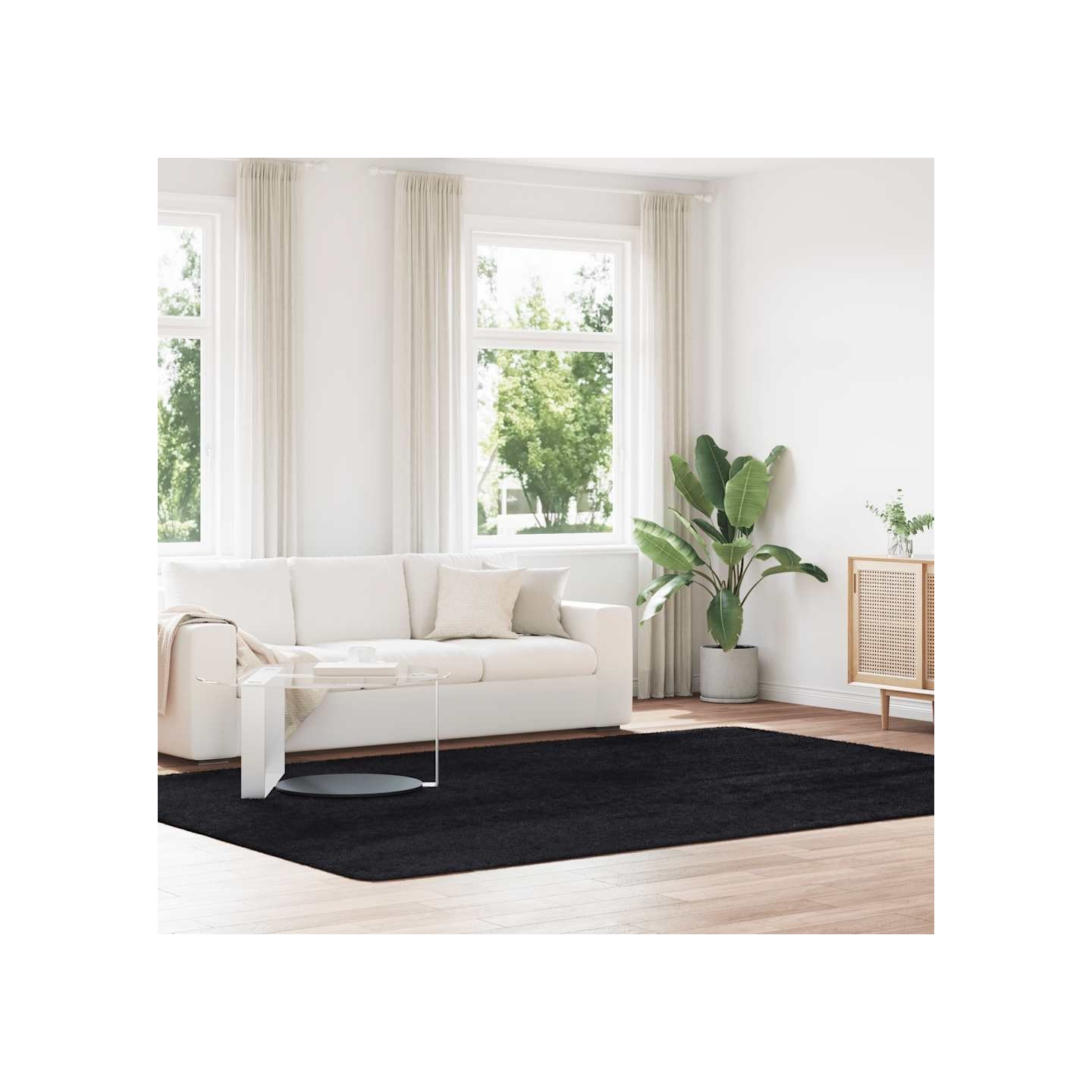 Tapis shaggy à poils longs NAVARRA noir 240x340 cm polyester