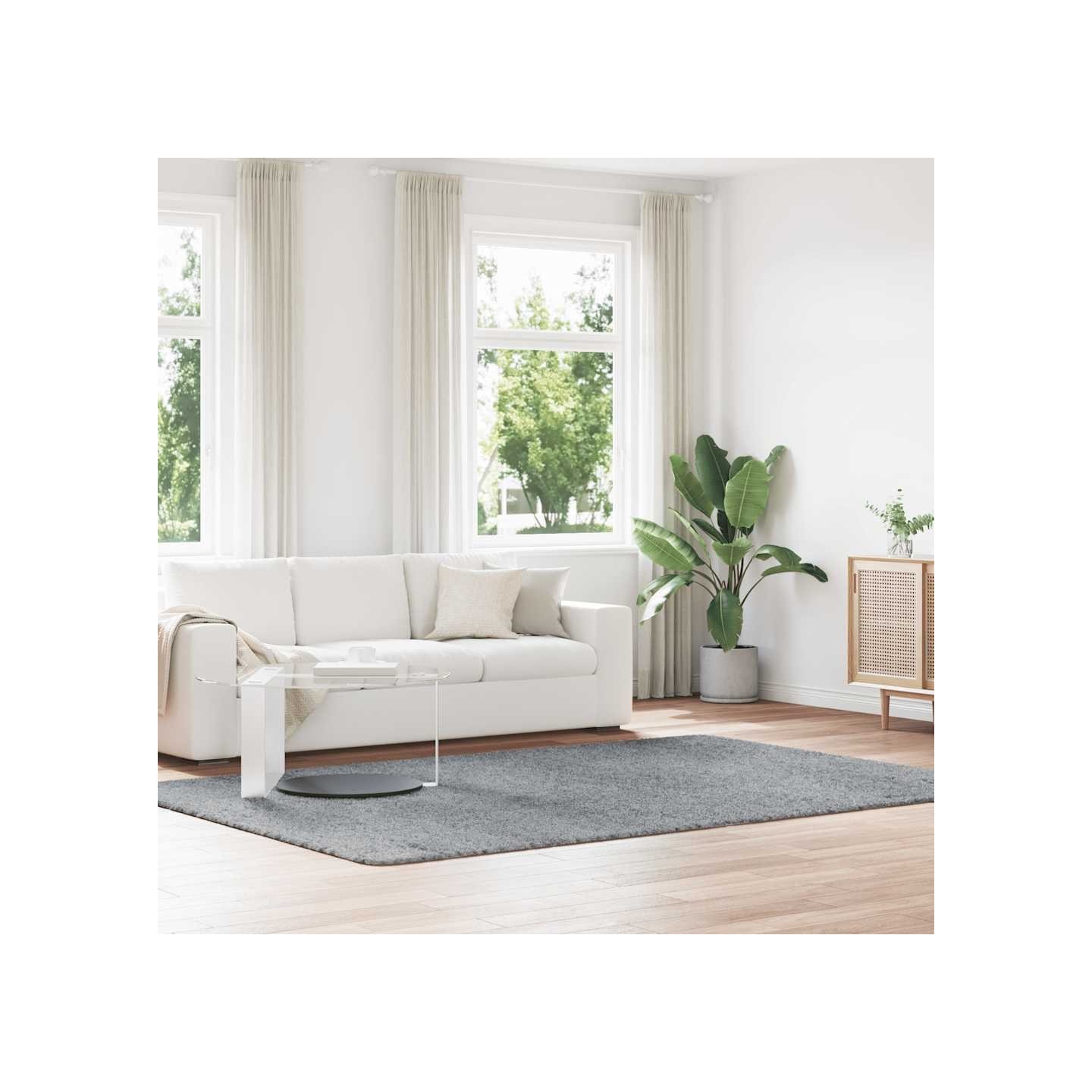 Tapis shaggy à poils longs NAVARRA gris clair 200x290 cm