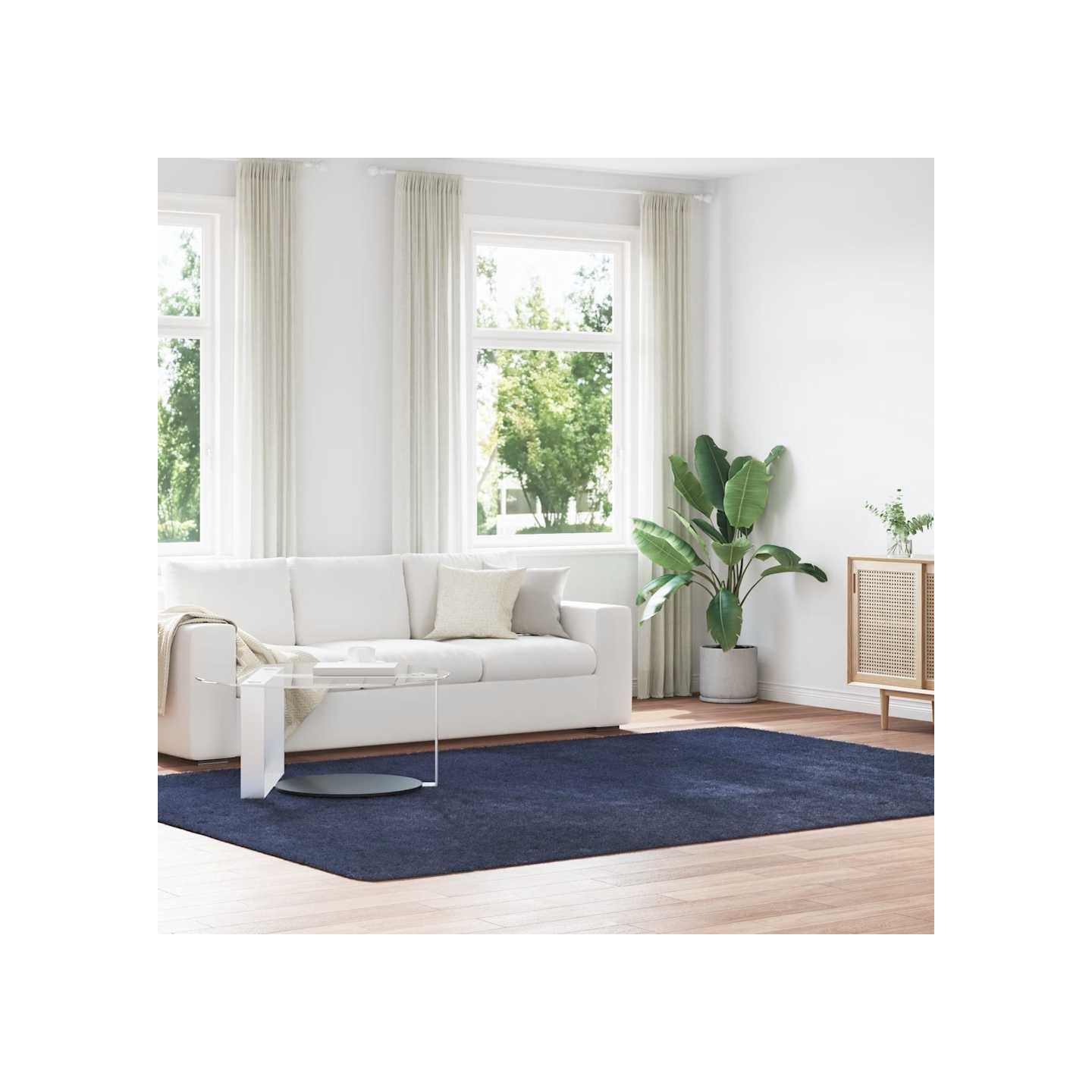 Tapis shaggy à poils longs NAVARRA bleu marine 240x340 cm