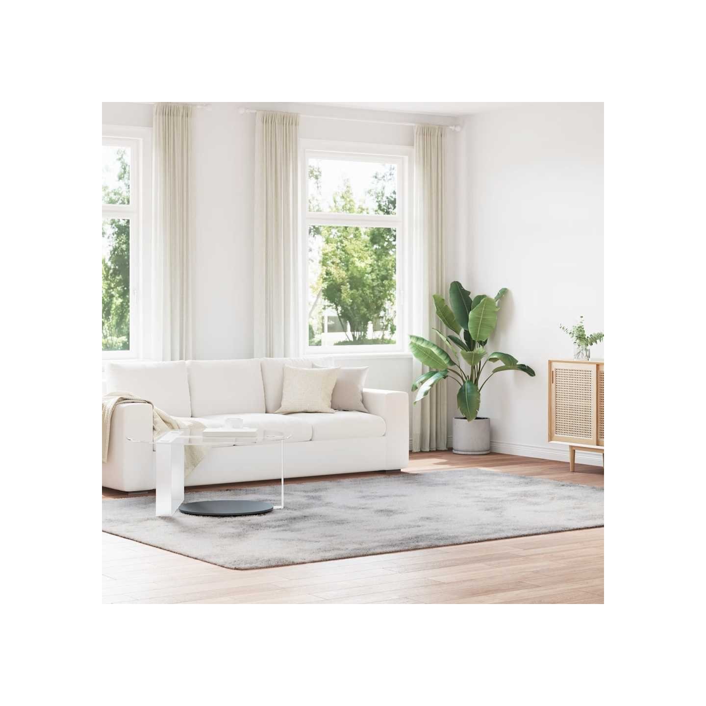 Tapis shaggy à poils longs NAVARRA gris argenté 240x340 cm