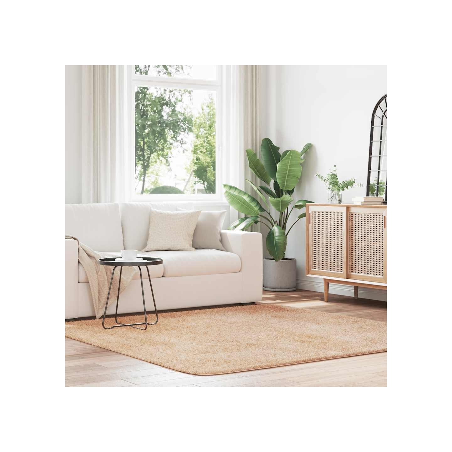 Tapis Shaggy à poils longs NAVARRA beige 200x200 cm polyester