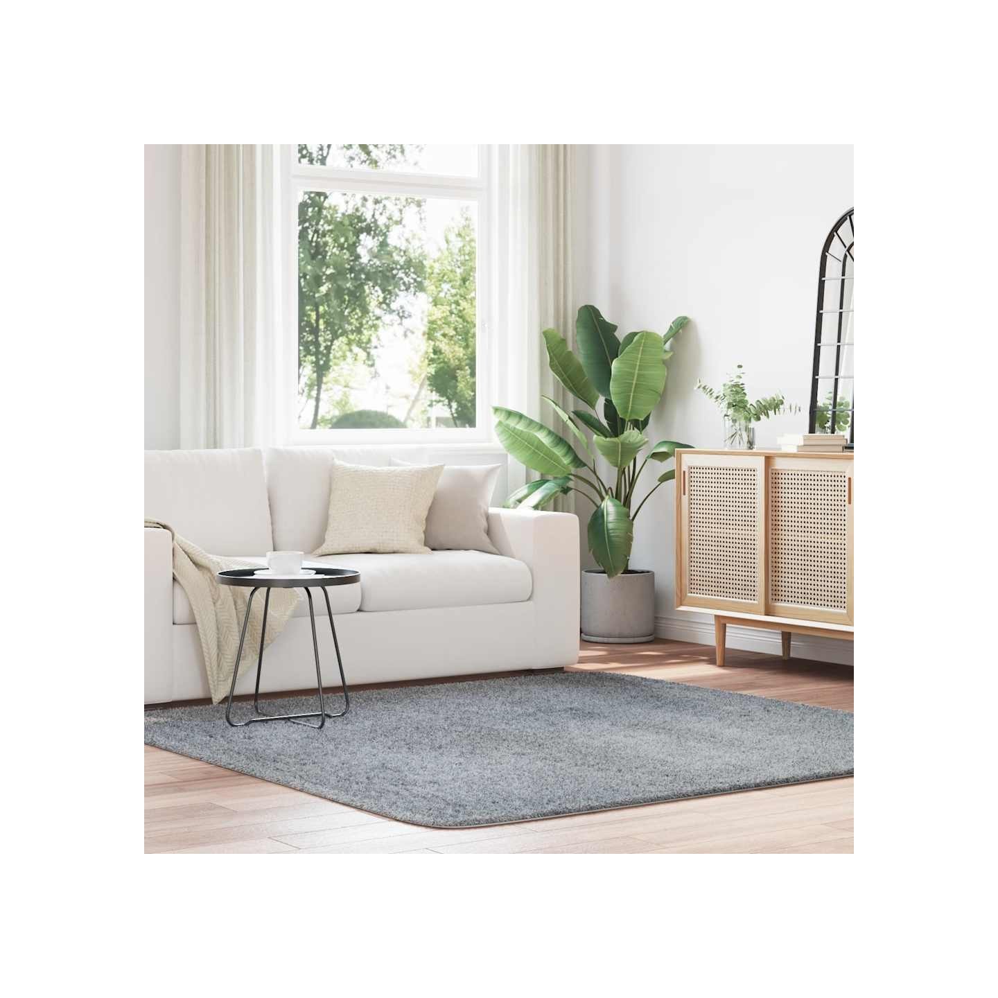 Tapis shaggy à poils longs NAVARRA gris clair 200x200 cm