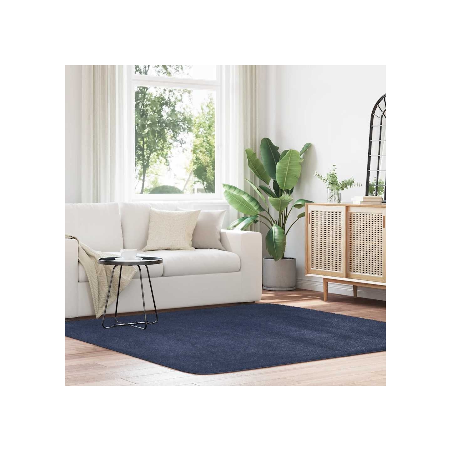 Tapis shaggy à poils longs NAVARRA bleu marine 200x200 cm