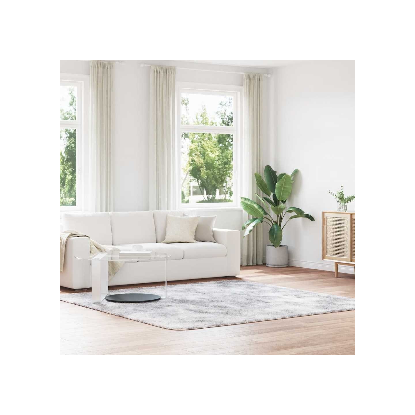 Tapis Shaggy à poils longs NAVARRA gris argenté 240x240 cm