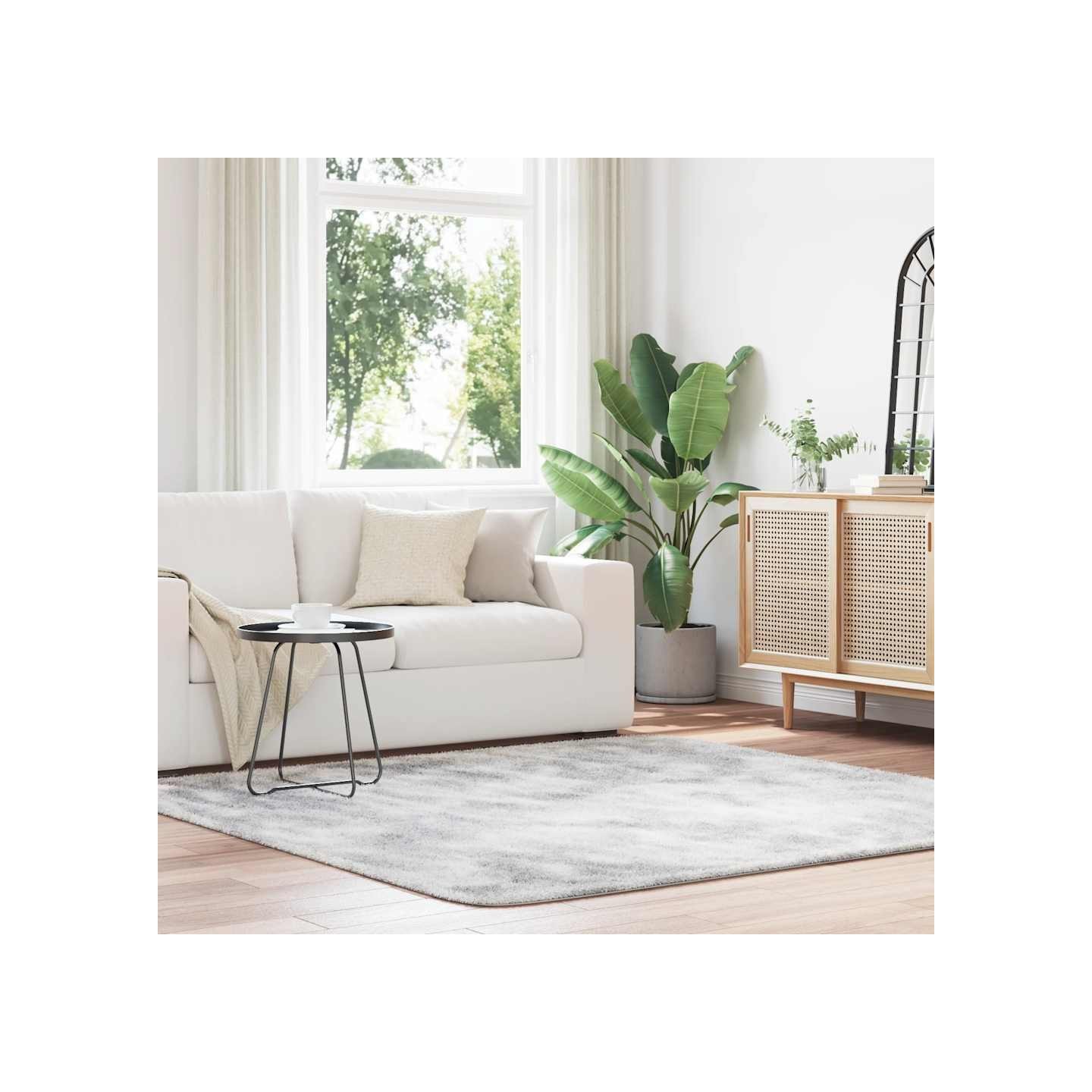 Tapis shaggy à poils longs NAVARRA gris argenté 200x200 cm