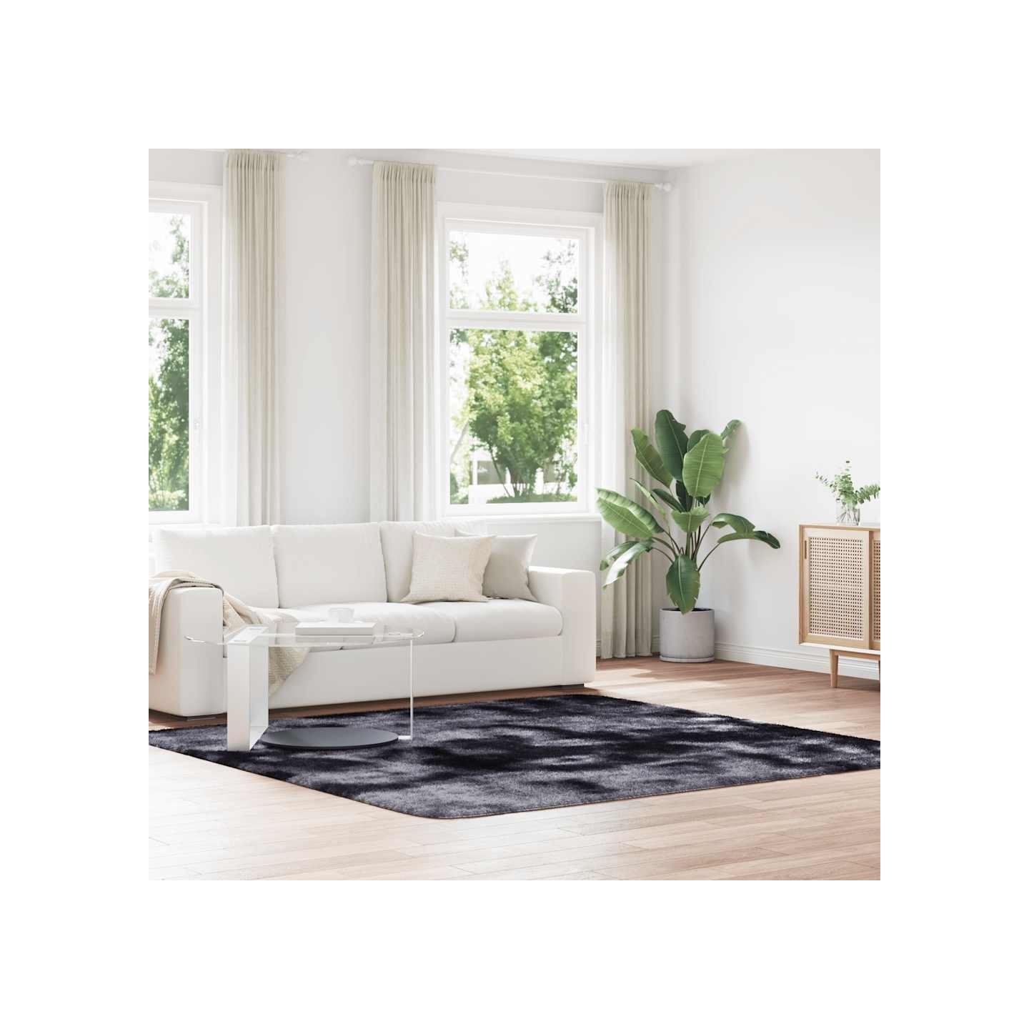 Tapis Shaggy à poils longs NAVARRA gris foncé 240x240 cm