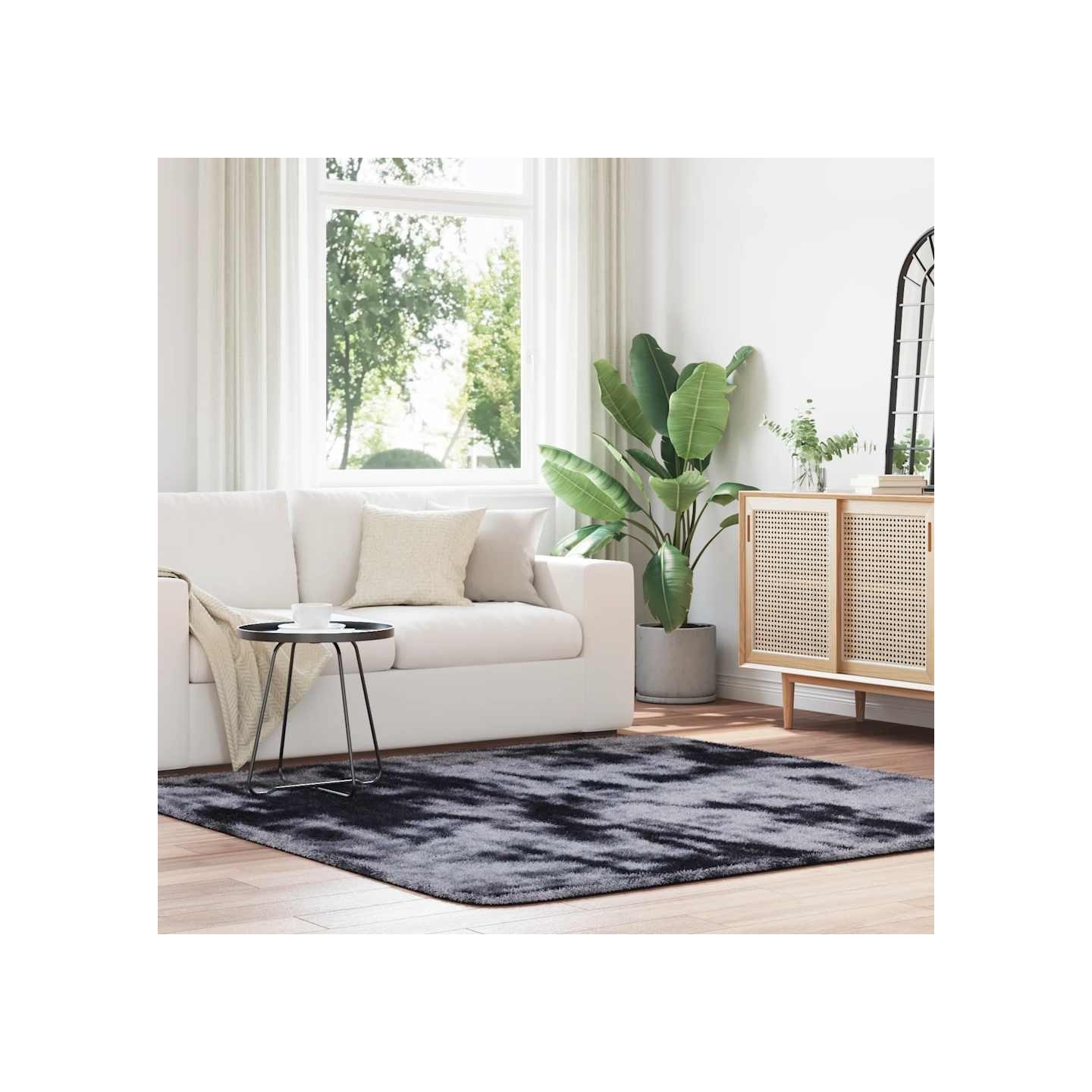 Tapis Shaggy à poils longs NAVARRA gris foncé 200x200 cm