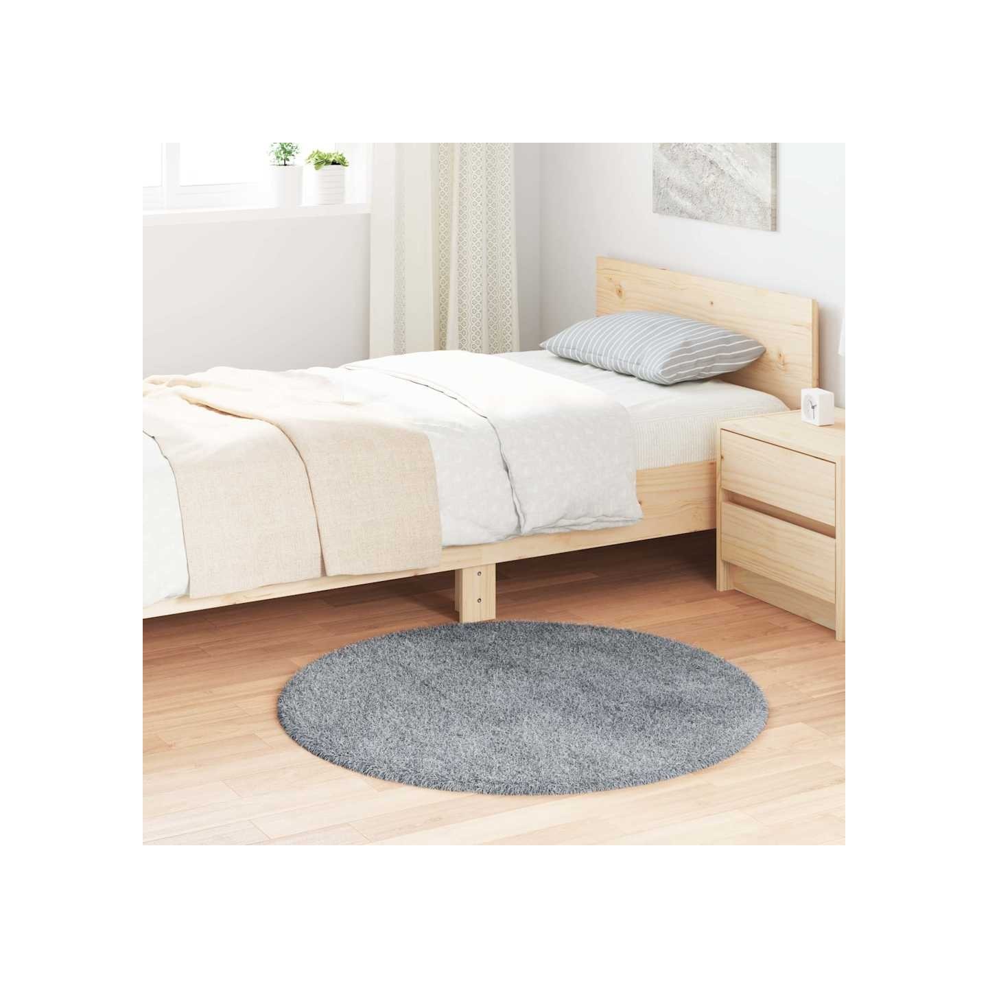 Tapis shaggy à poils longs NAVARRA gris clair 100x100 cm