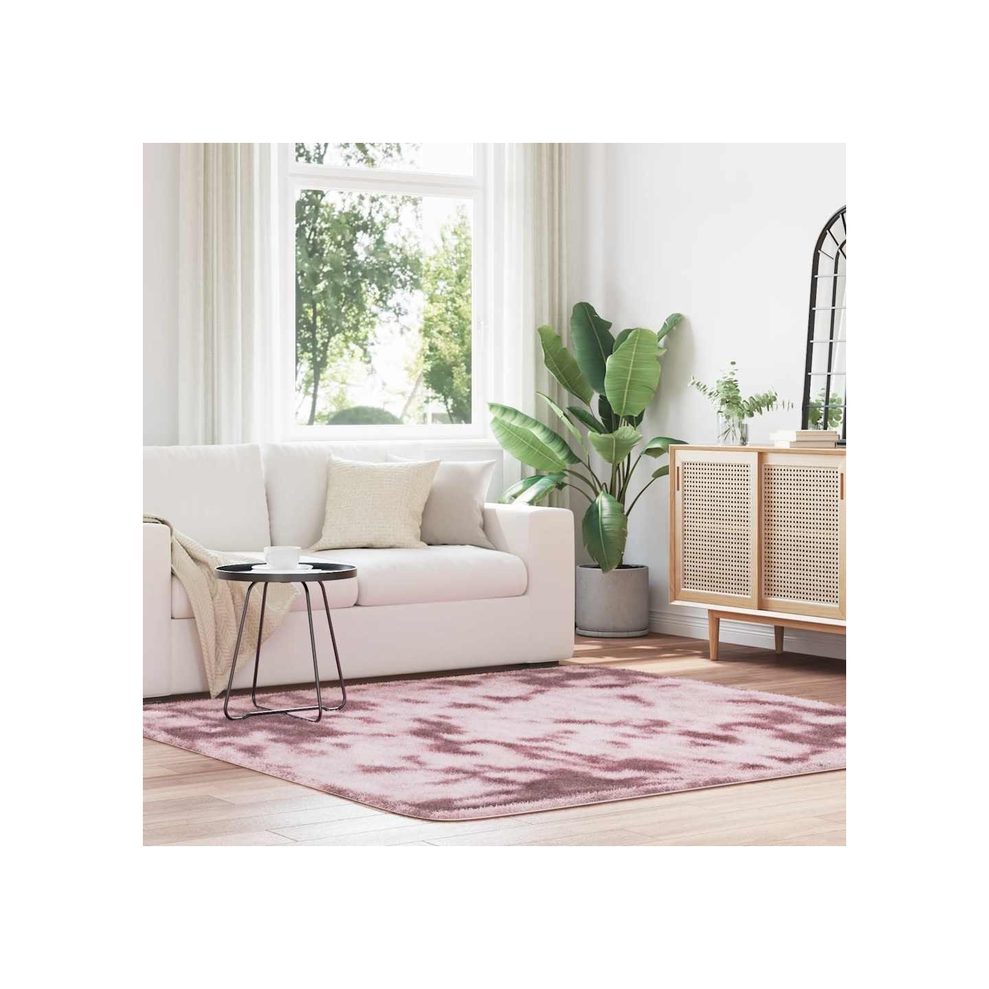 Tapis Shaggy à poils longs NAVARRA rose poudré 200x200 cm