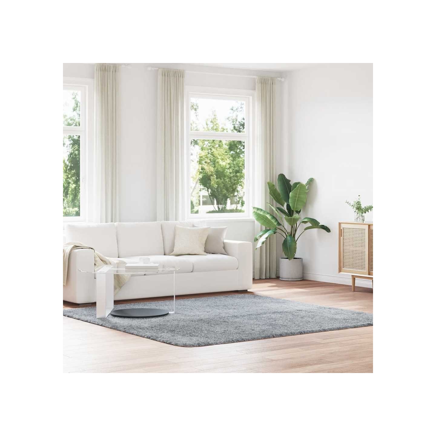 Tapis Shaggy à poils longs NAVARRA gris clair 240x240 cm