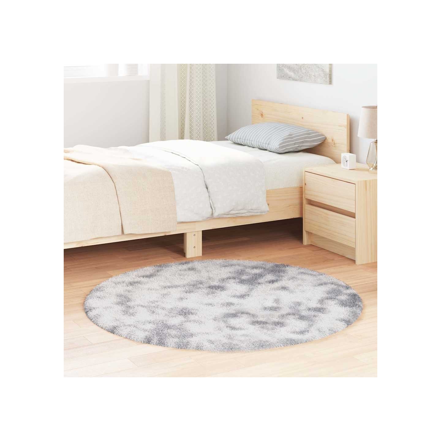Tapis shaggy à poils longs NAVARRA gris argenté 120x120 cm
