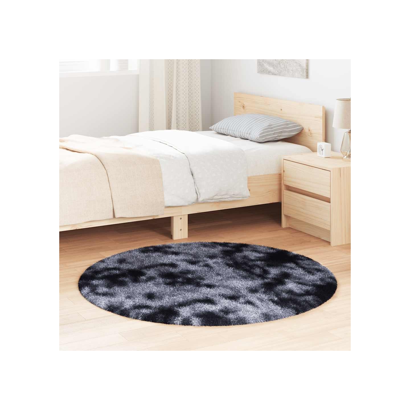 Tapis shaggy à poils longs NAVARRA gris foncé 120x120 cm