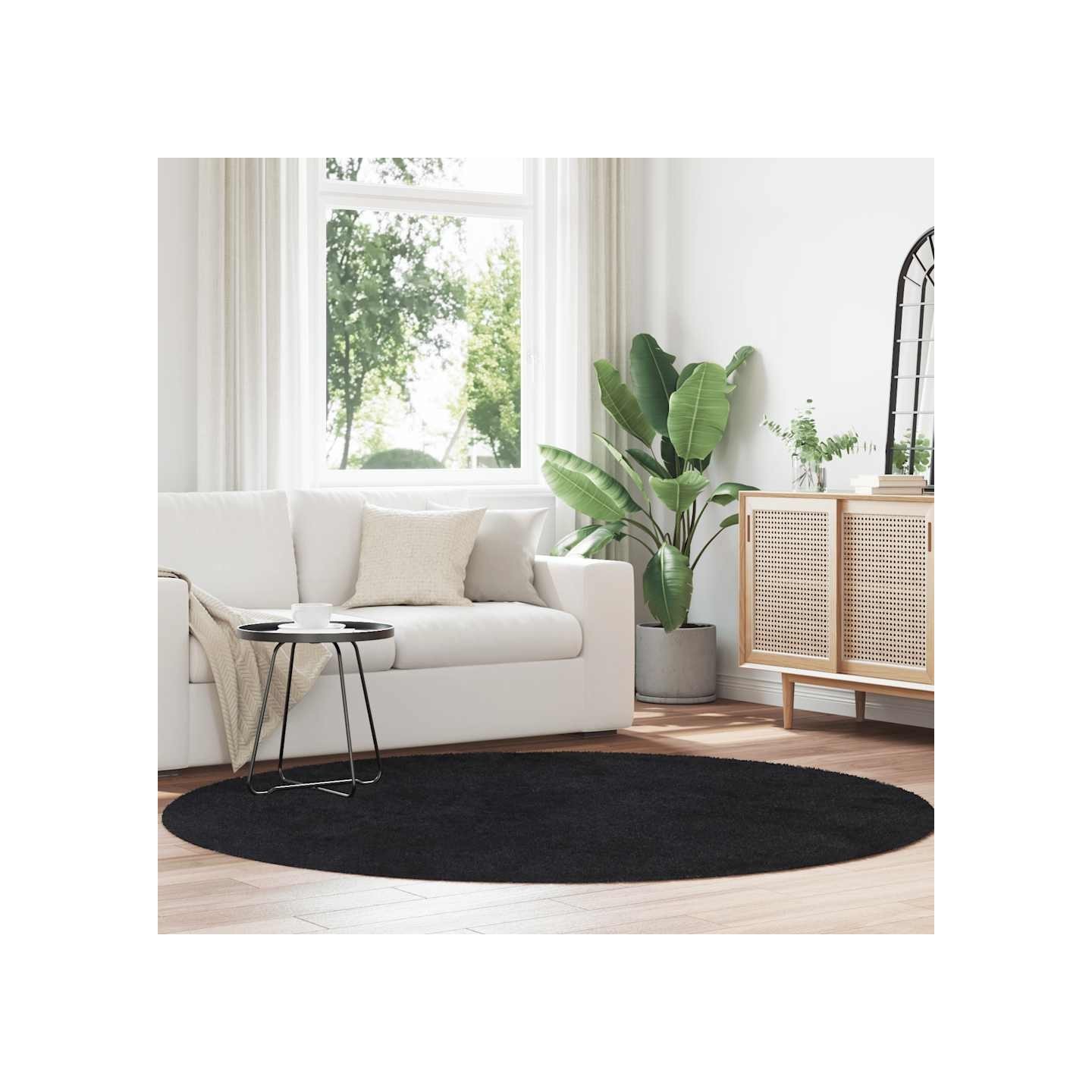 Tapis shaggy à poils longs NAVARRA noir 200x200 cm polyester
