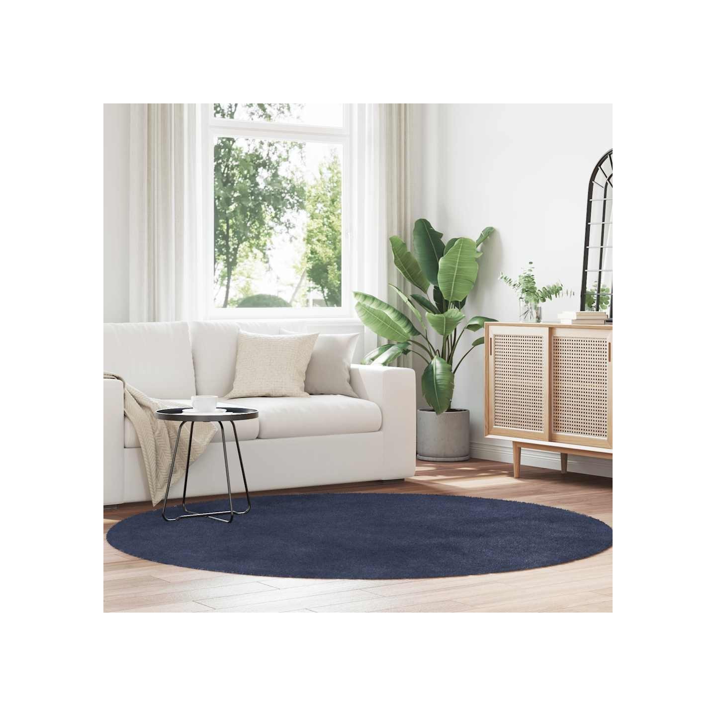 Tapis shaggy à poils longs NAVARRA bleu marine 200x200 cm