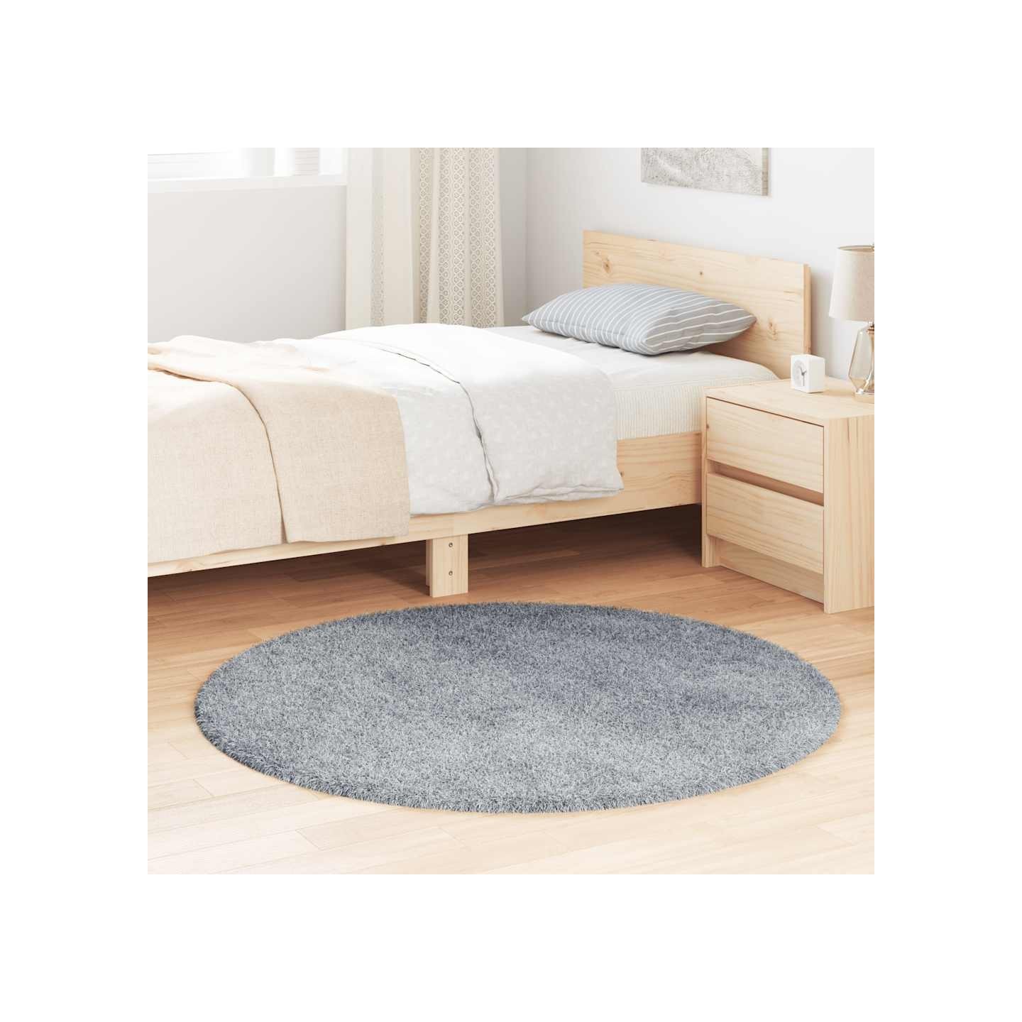 Tapis shaggy à poils longs NAVARRA gris clair 120x120 cm