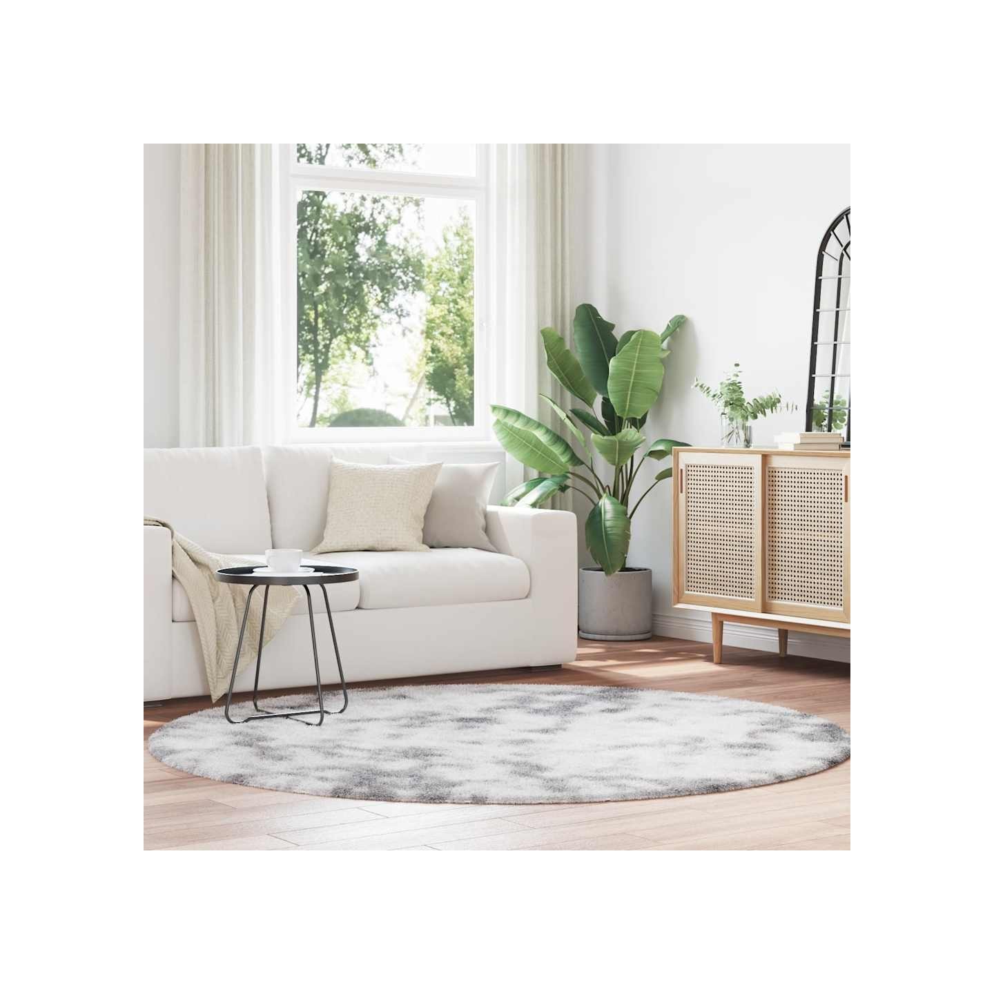 Tapis shaggy à poils longs NAVARRA gris argenté 200x200 cm