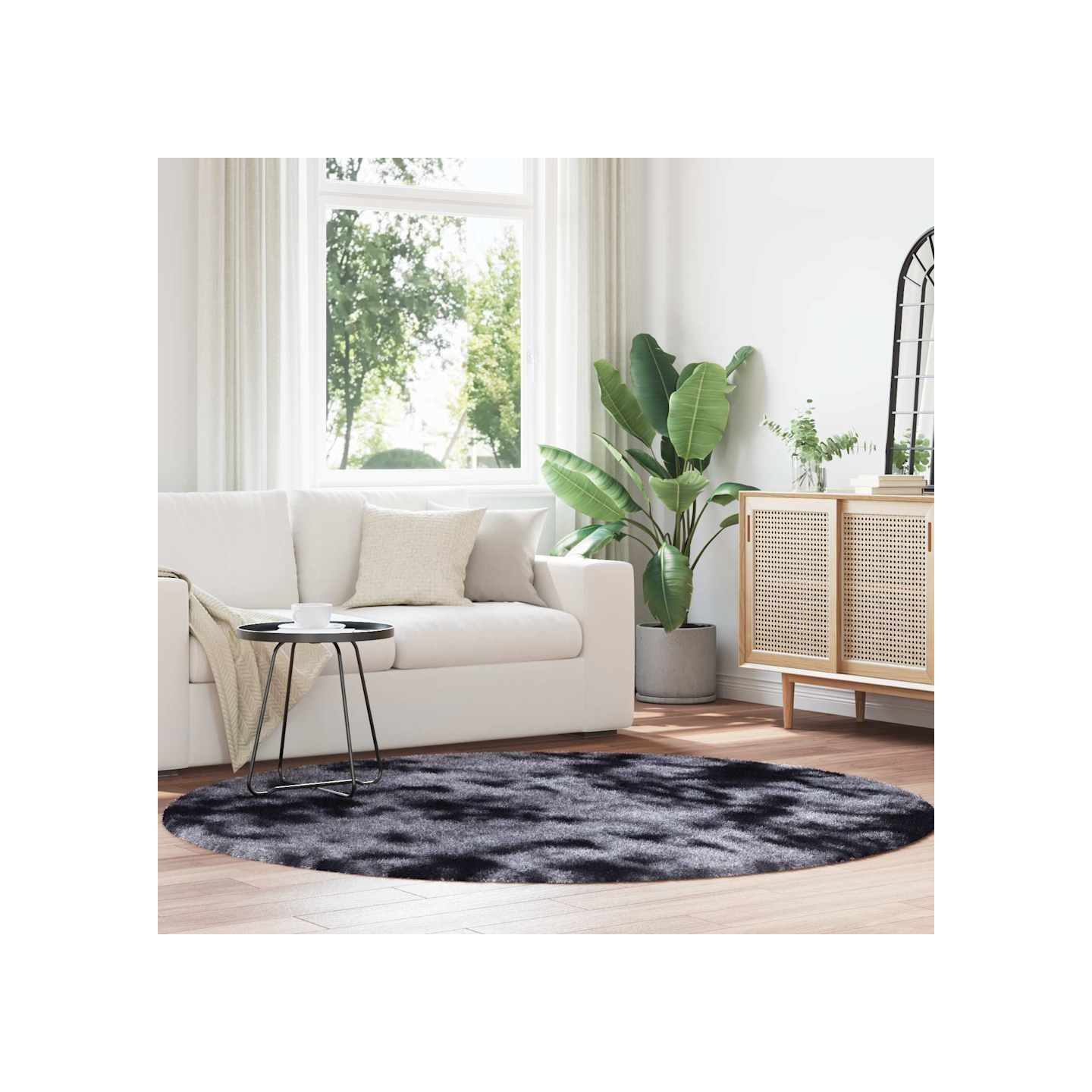 Tapis Shaggy à poils longs NAVARRA gris foncé 200x200 cm