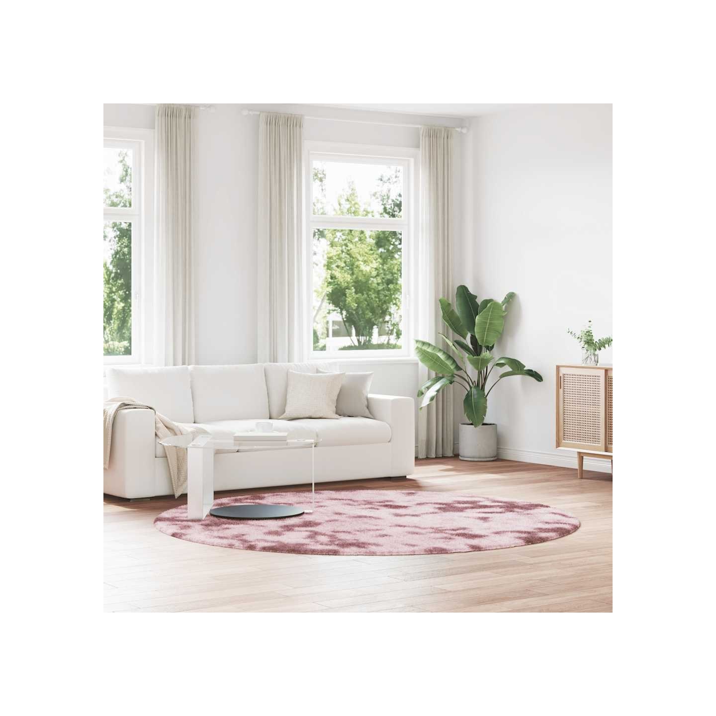 Tapis Shaggy à poils longs NAVARRA rose poudré 240x240 cm