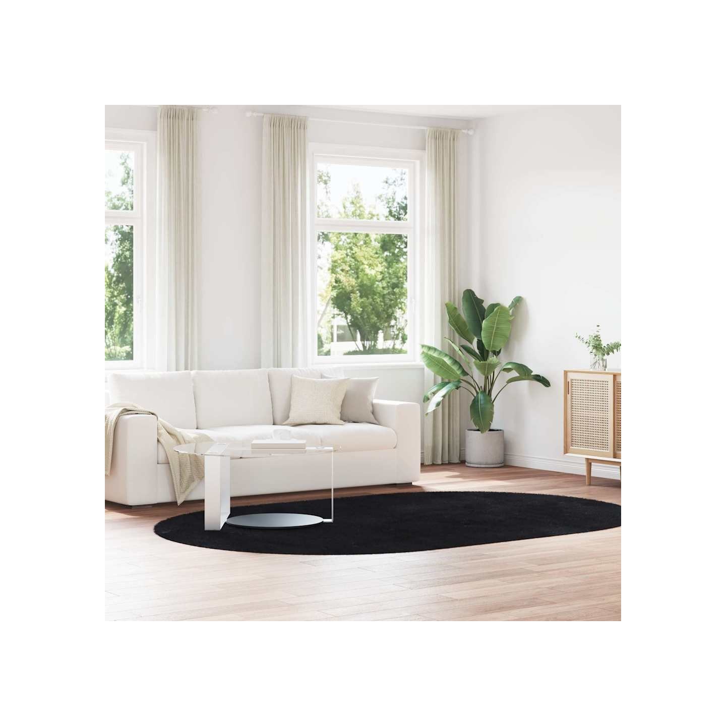 Tapis shaggy à poils longs NAVARRA noir 300x200 cm polyester