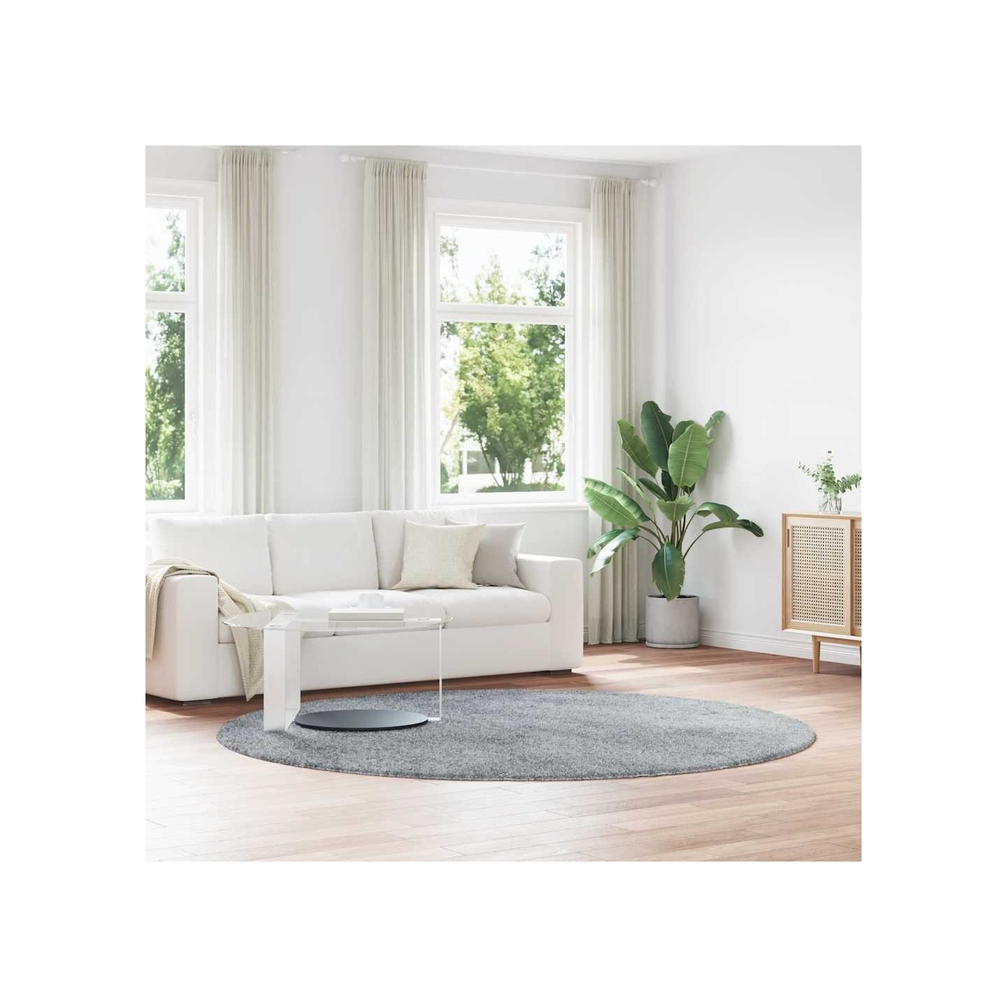 Tapis Shaggy à poils longs NAVARRA gris clair 240x240 cm