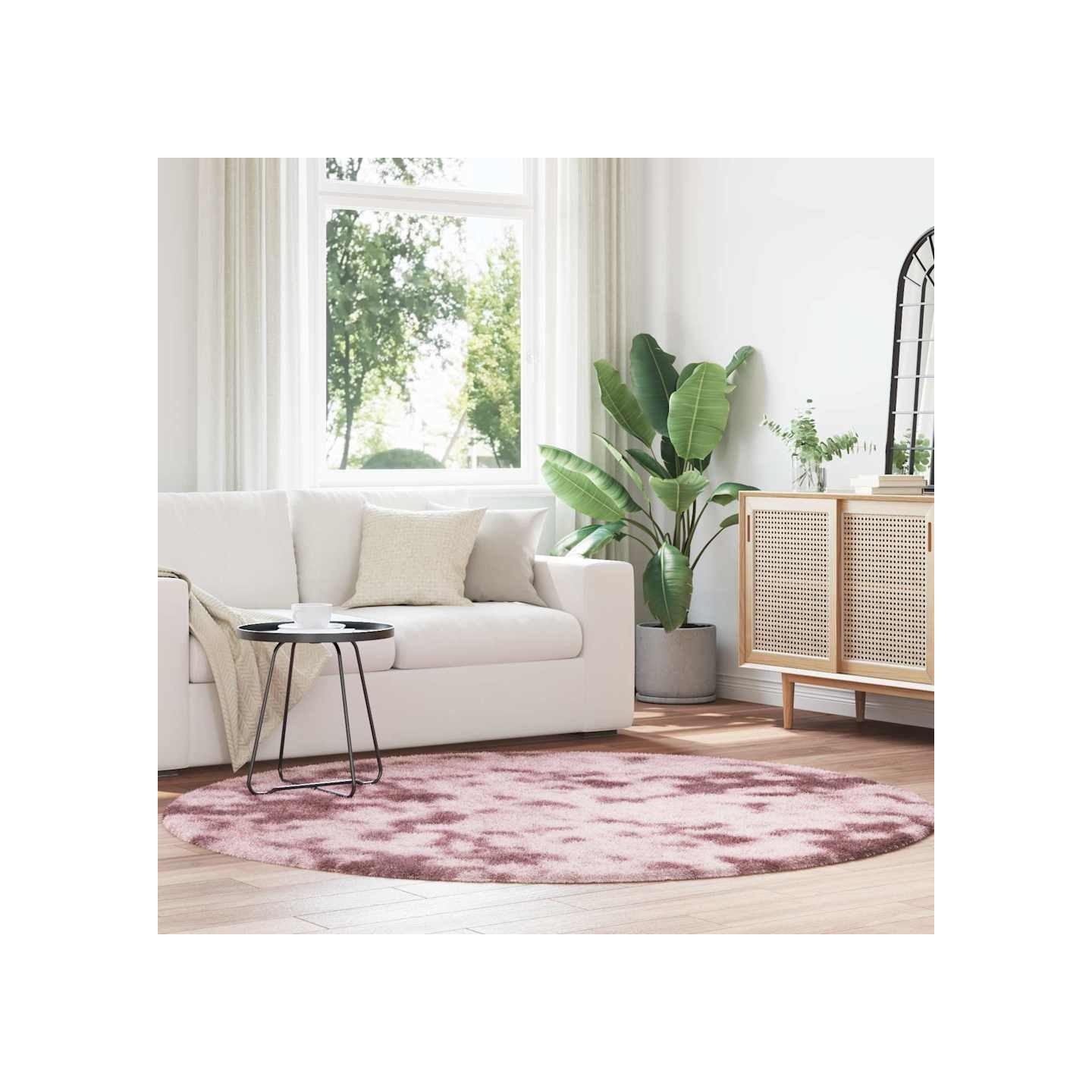 Tapis Shaggy à poils longs NAVARRA rose poudré 200x200 cm