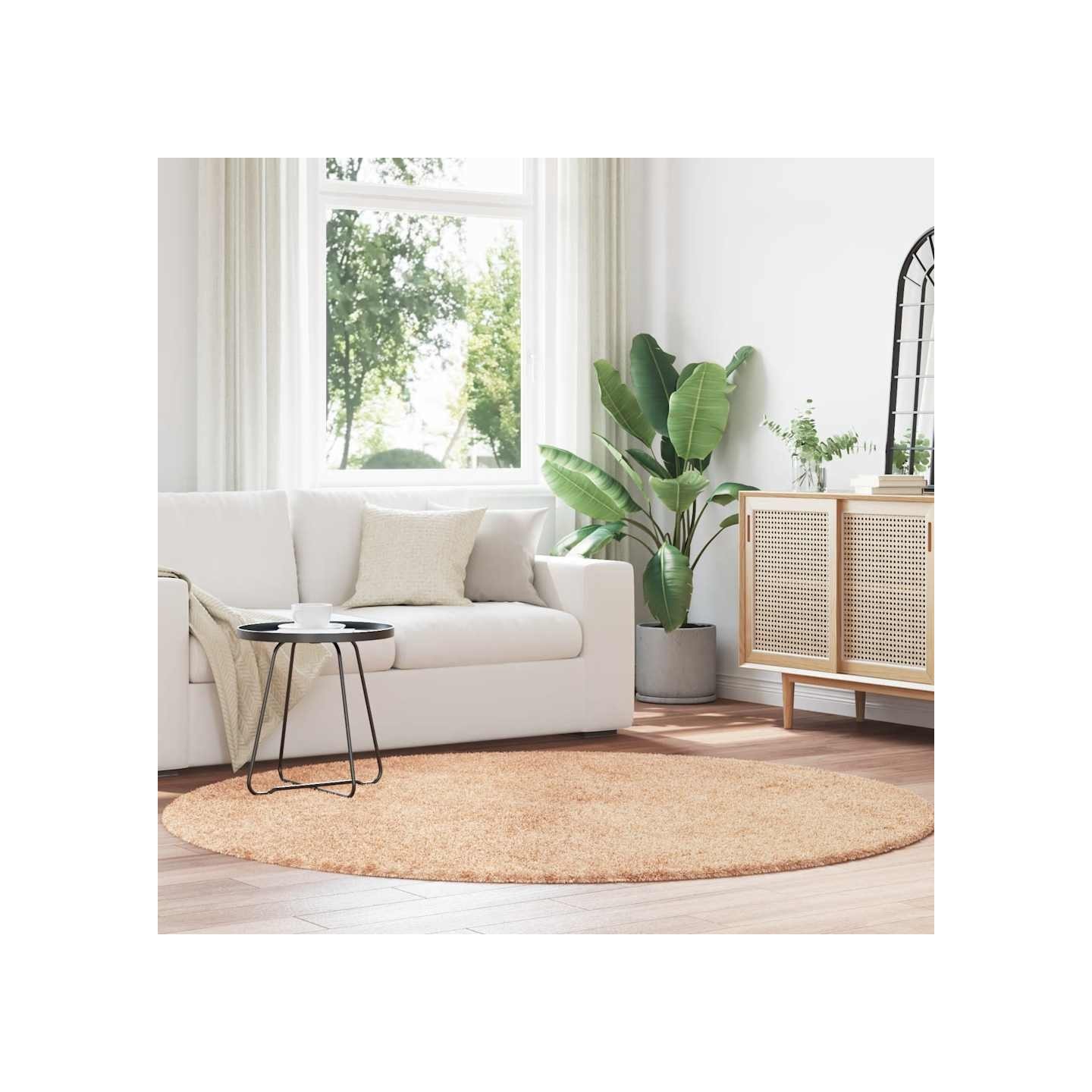 Tapis Shaggy à poils longs NAVARRA beige 200x200 cm polyester