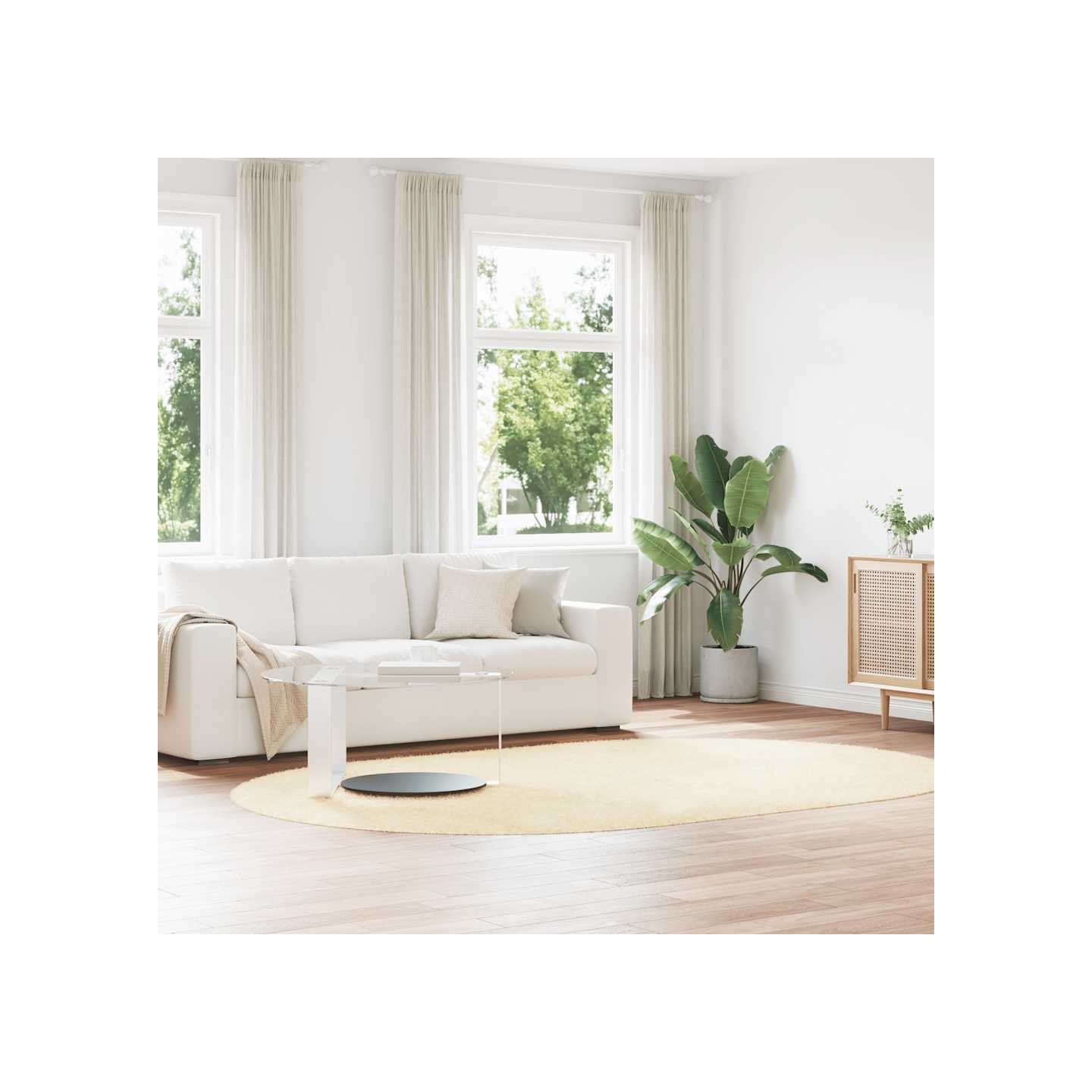 Tapis Shaggy à poils longs NAVARRA crème 300x200 cm polyester