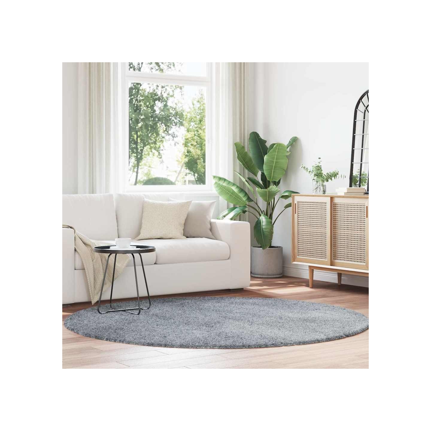 Tapis shaggy à poils longs NAVARRA gris clair 200x200 cm