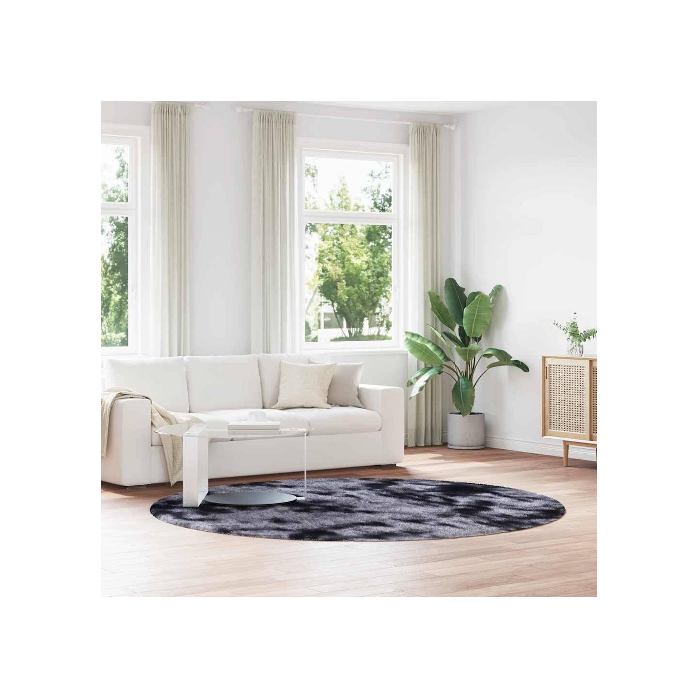 Tapis Shaggy à poils longs NAVARRA gris foncé 240x240 cm