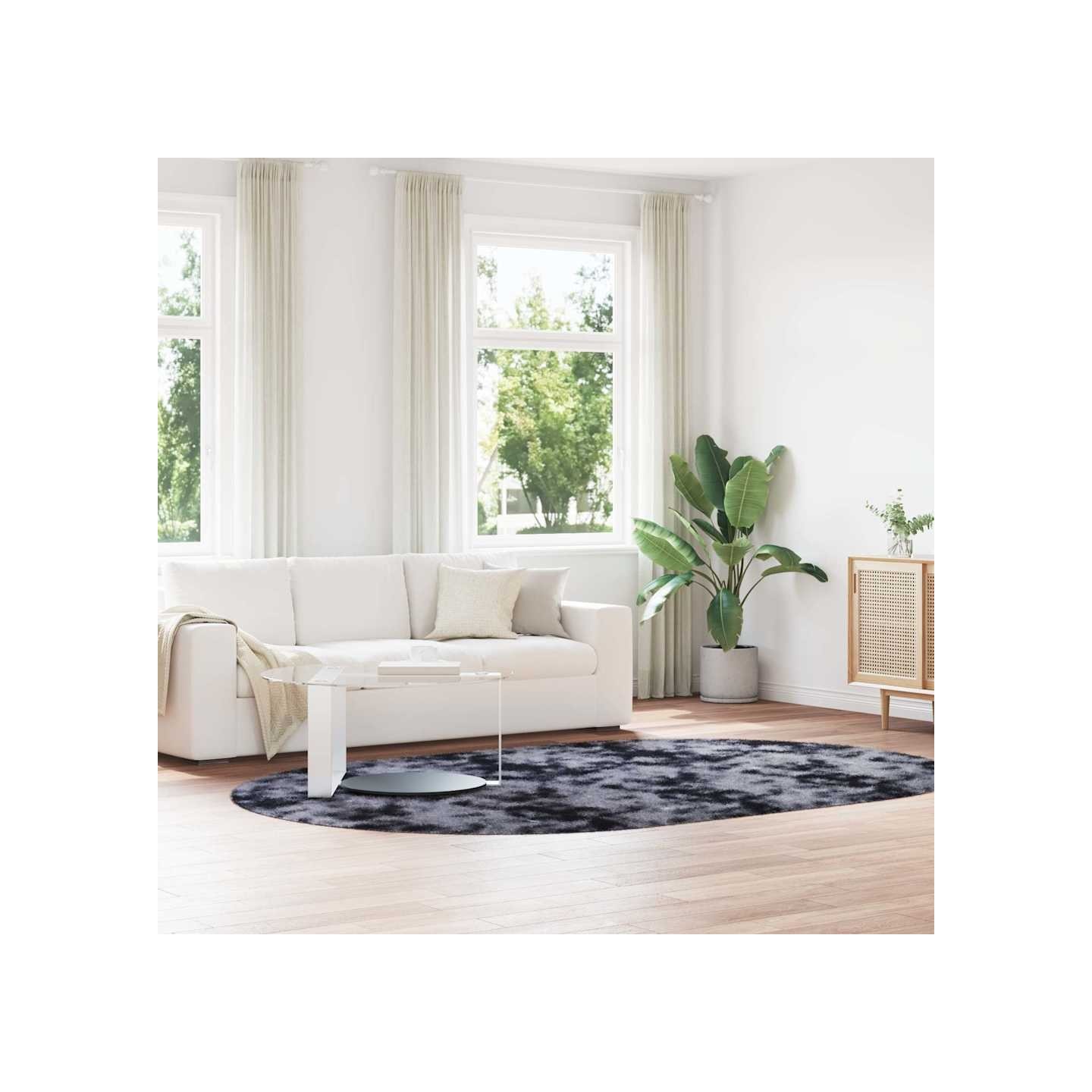 Tapis Shaggy à poils longs NAVARRA gris foncé 300x200 cm