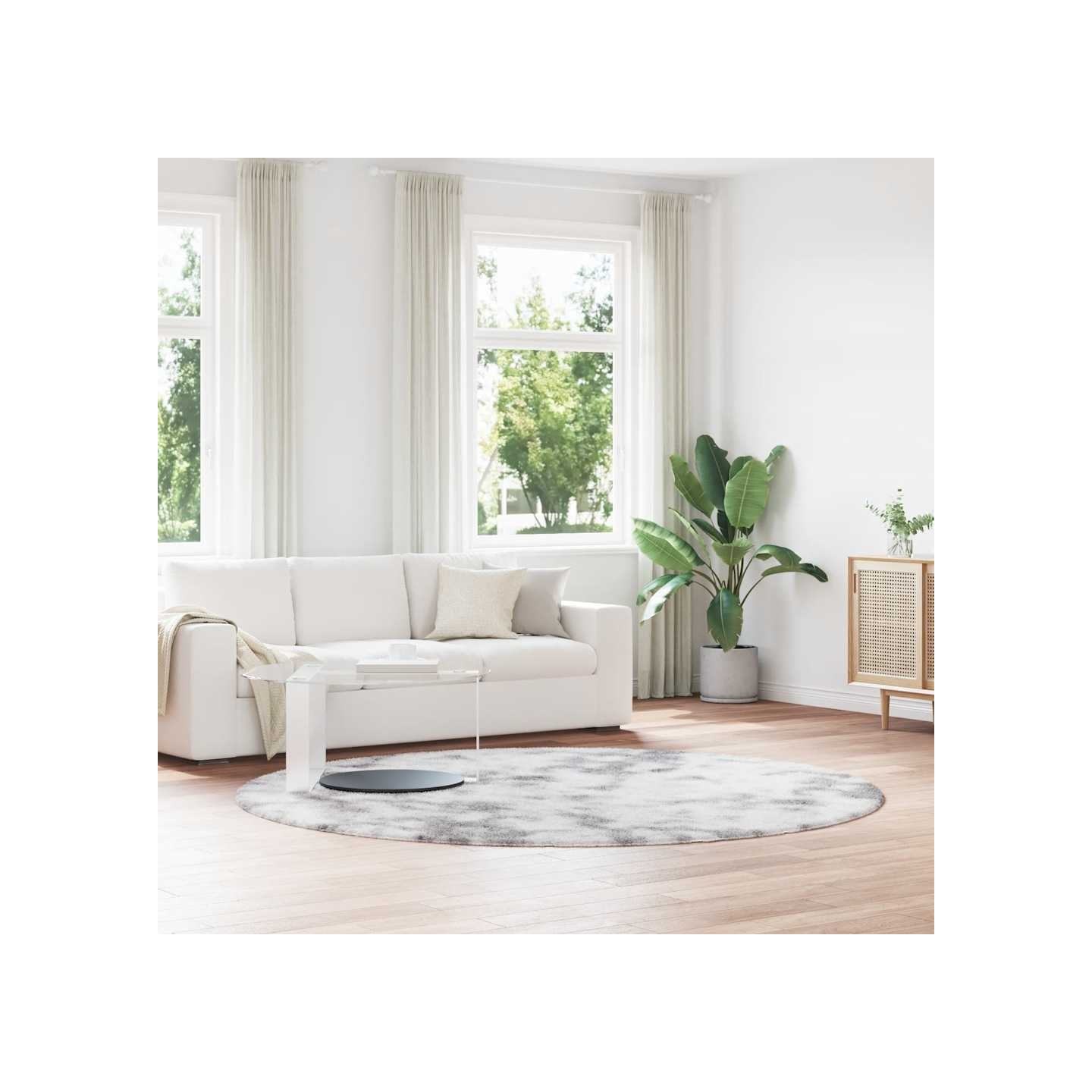 Tapis Shaggy à poils longs NAVARRA gris argenté 240x240 cm